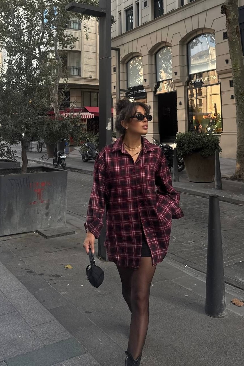 Ekose Oversize Gömlek