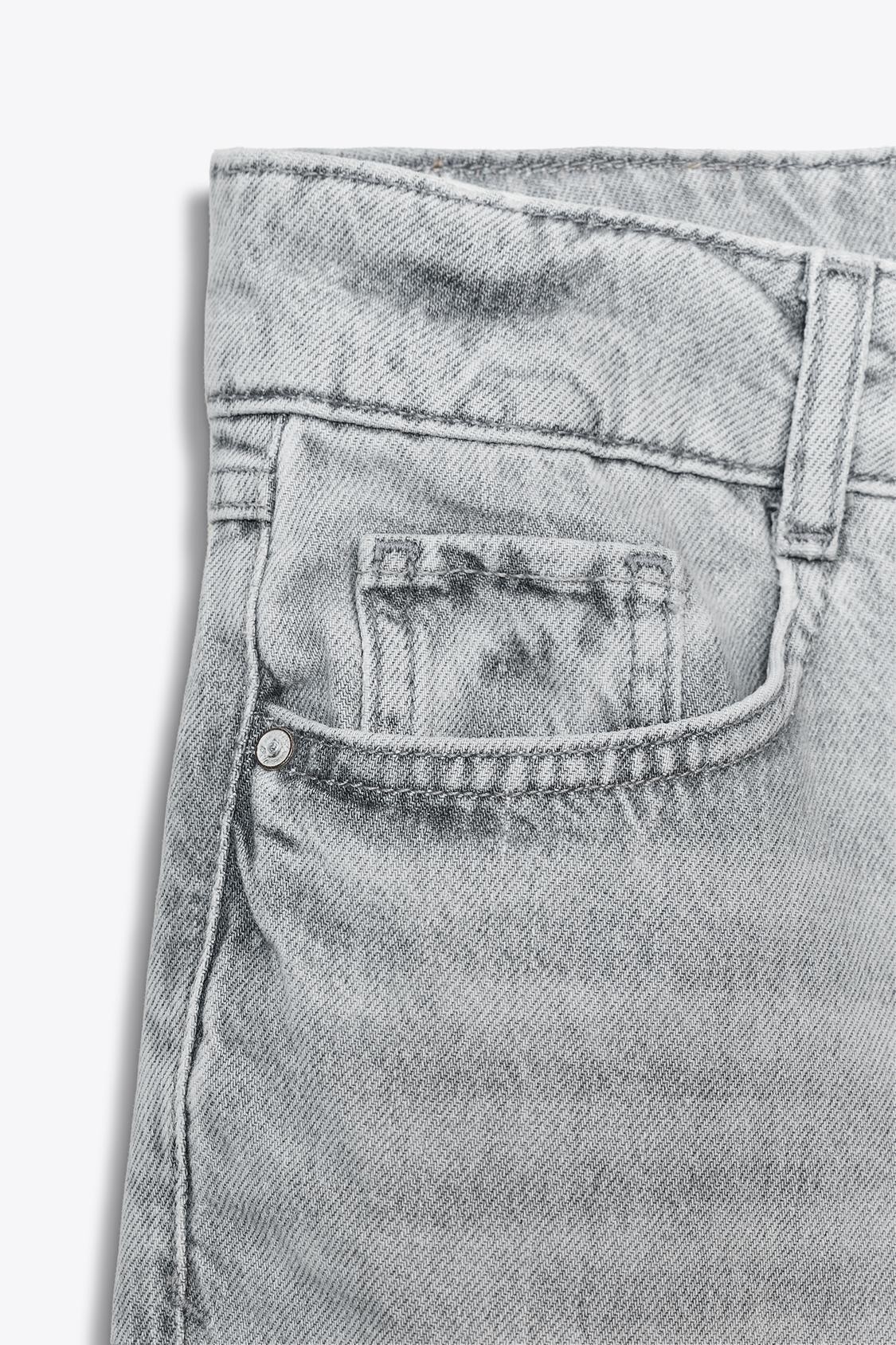 ZR Z09 Çapraz Bel Straight Fit Jean - Gri