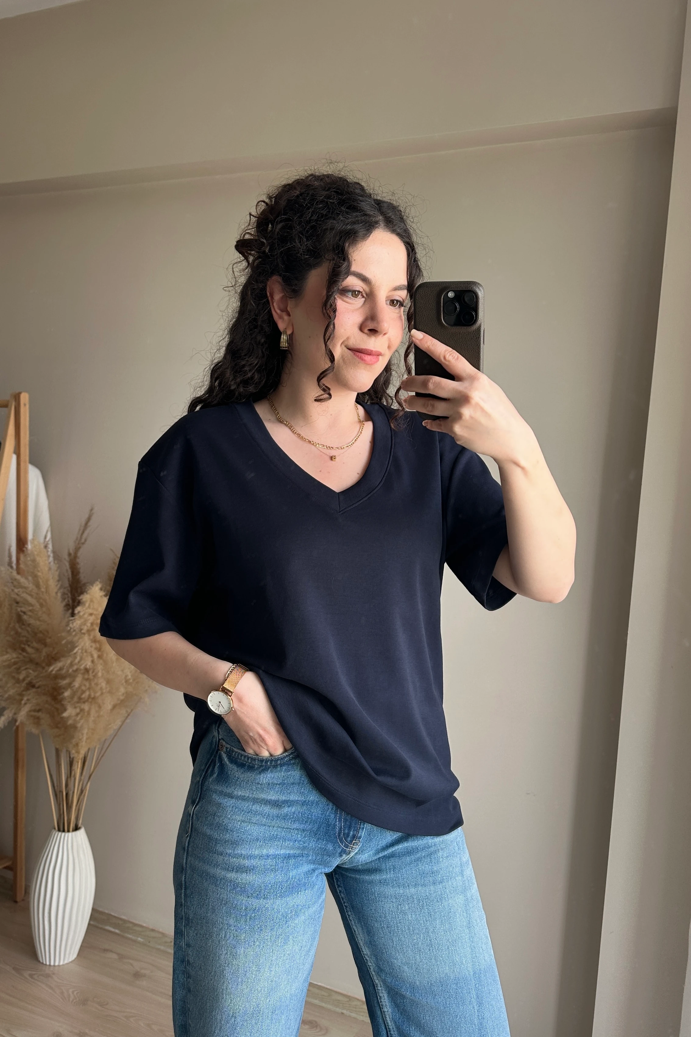 MD V Yaka Basic Tshirt - Lacivert