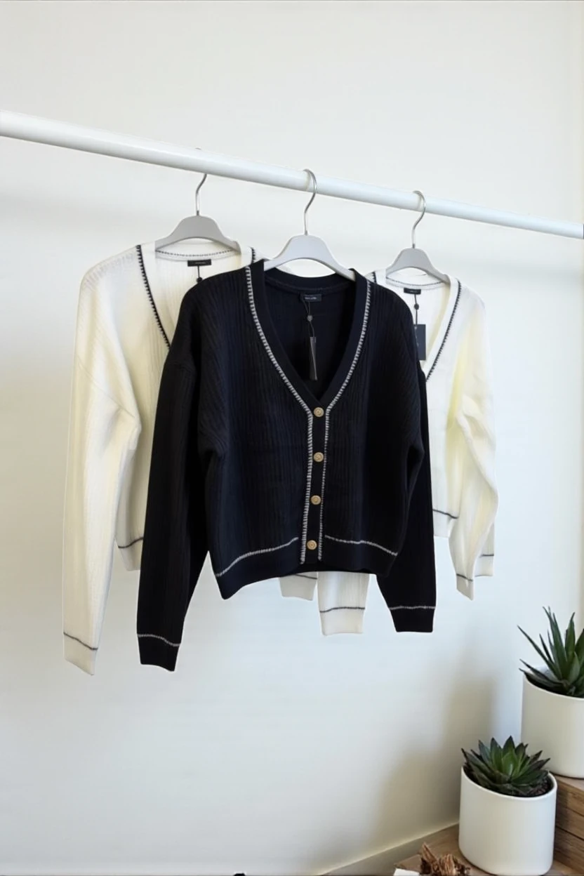 MD V Yaka Hırka - Ekru