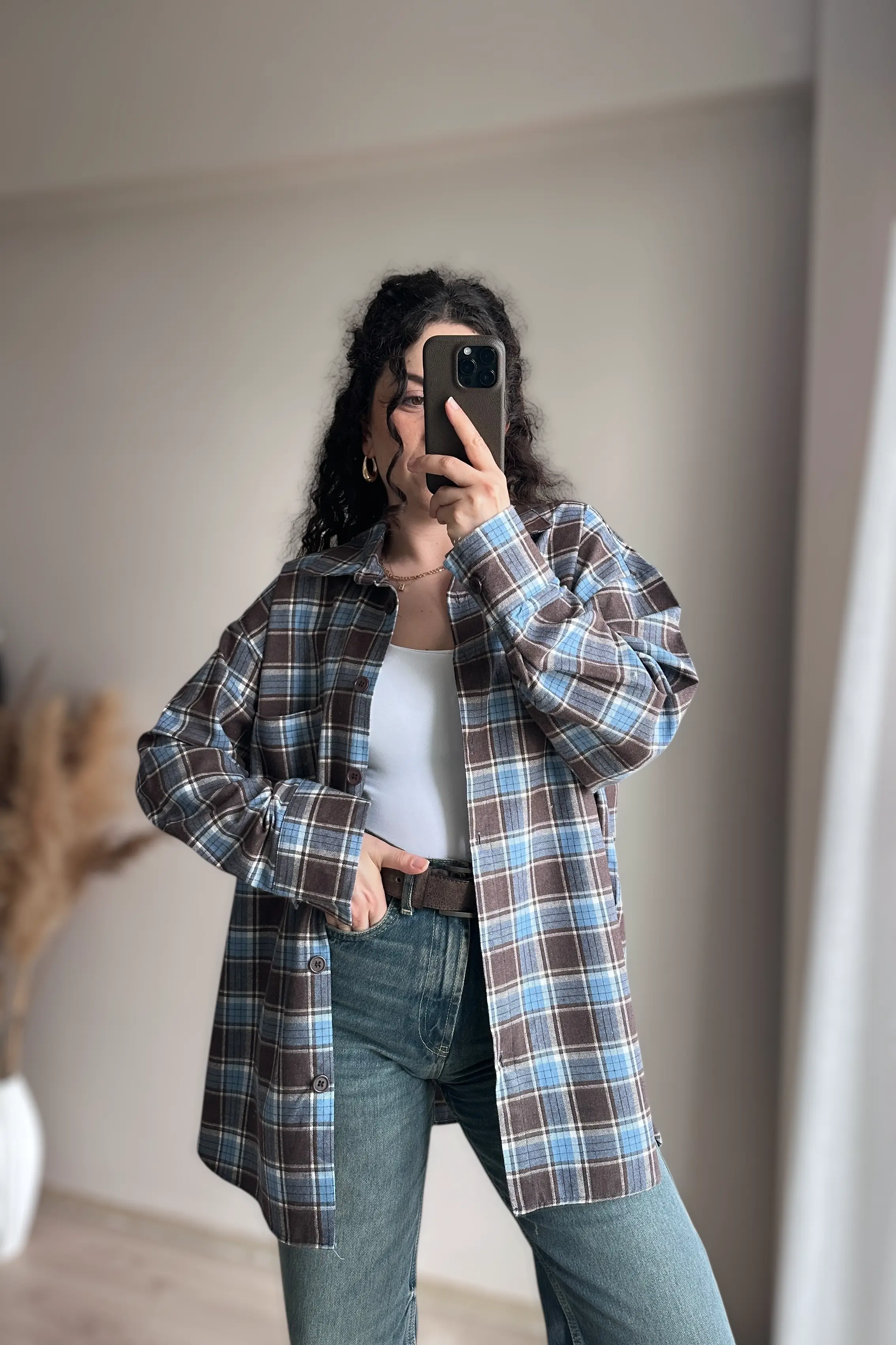 Ekose Oversize Gömlek