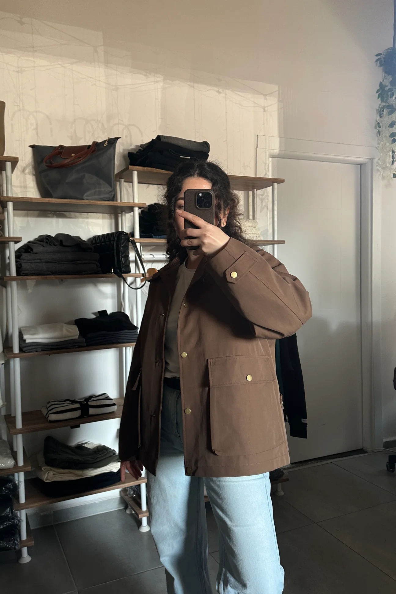 MNG Model Kontrast Yaka Parka - Kahverengi