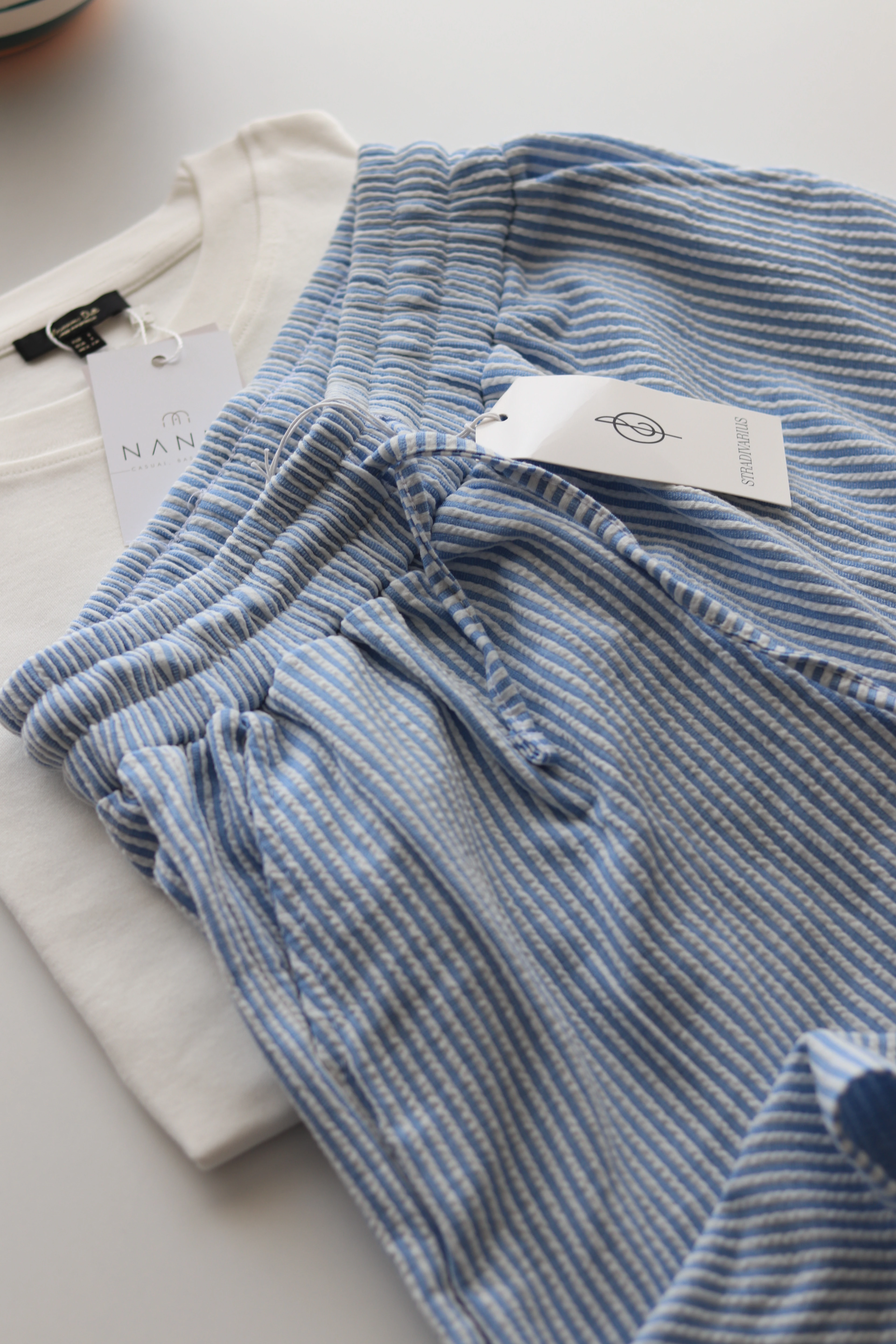 STR Çizgili Şort - Mavi