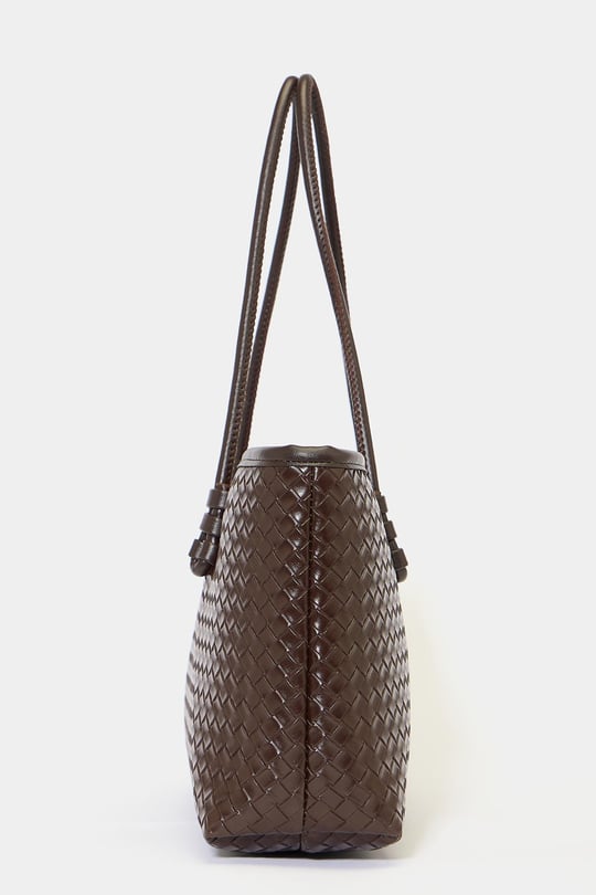 Örgü Desenli Omuz Çantası - Kahverengi