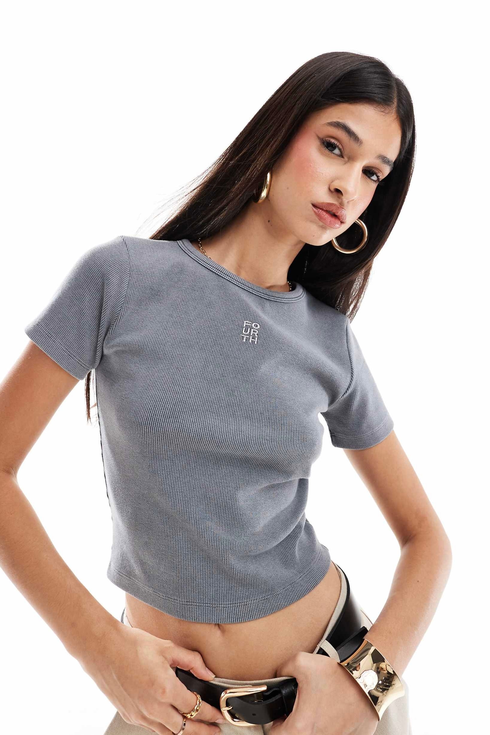 4th Nakış Detaylı Tshirt - Antrasit