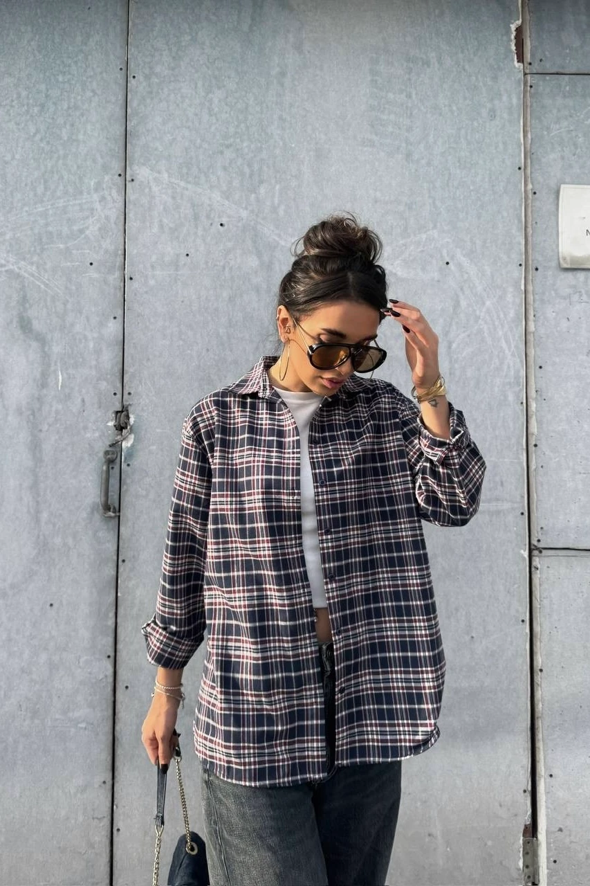 Ekose Gömlek - Lacivert