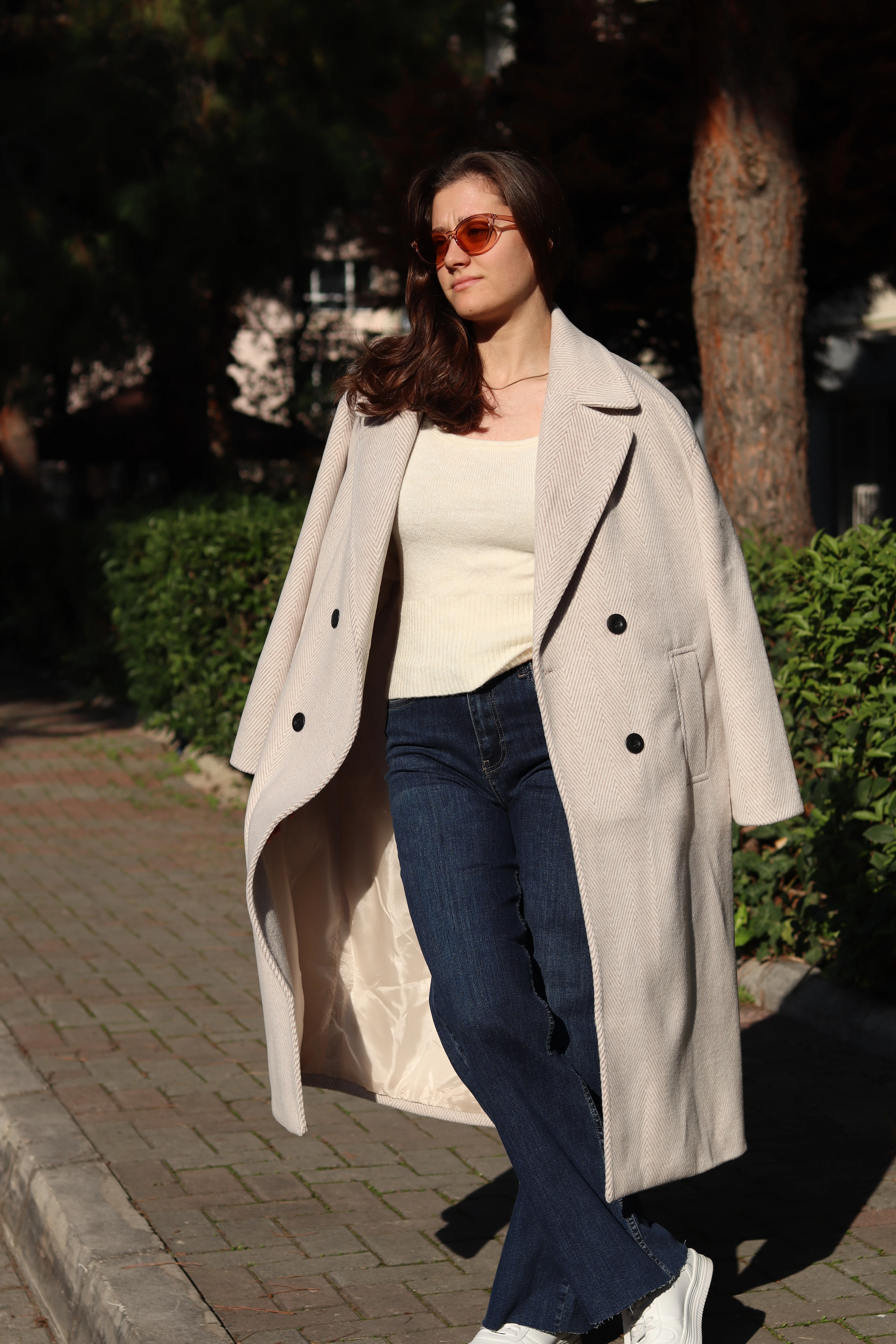 MD Yün Karışımlı Uzun Kaban - Bej