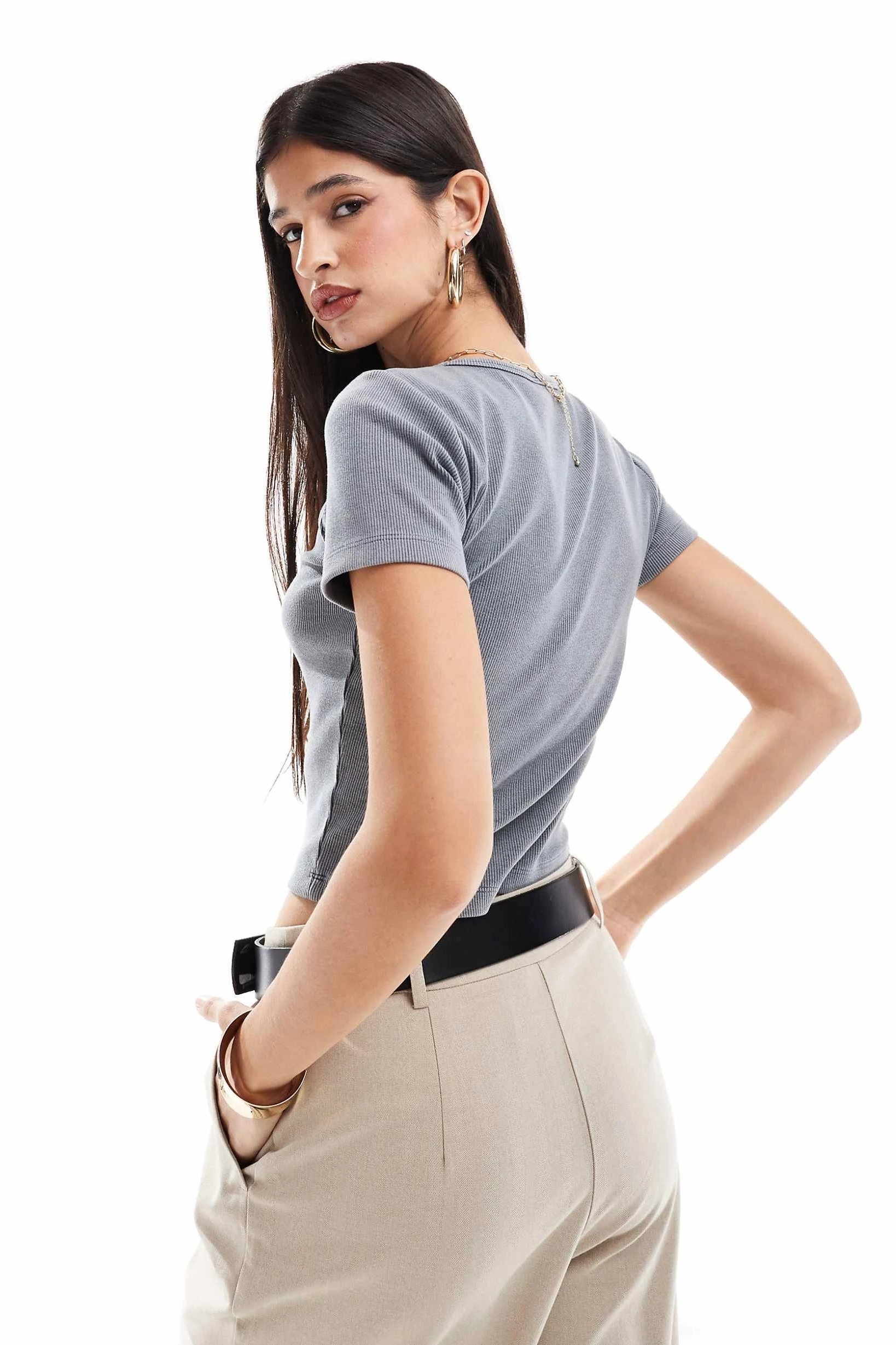 4th Nakış Detaylı Tshirt - Antrasit