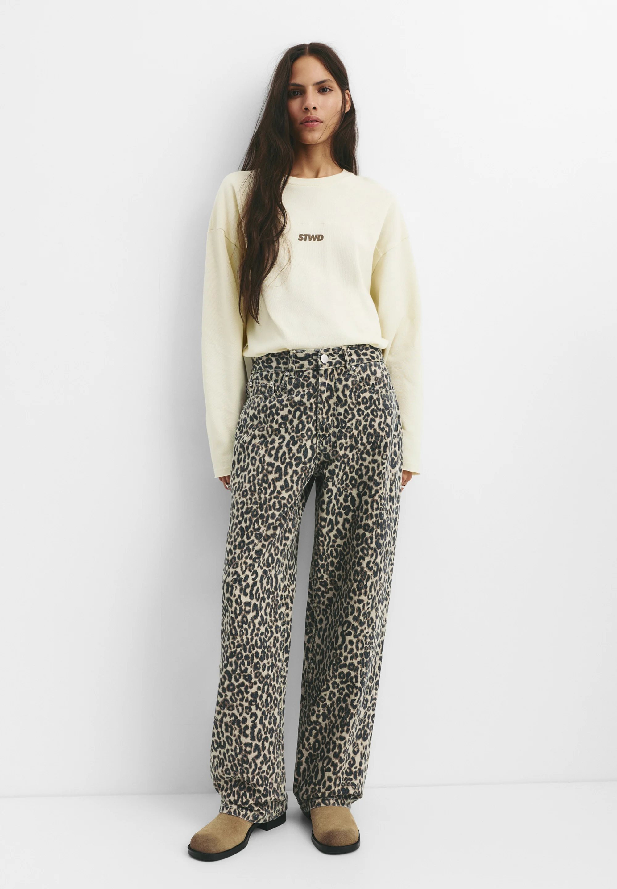 PB Leopar Desenli Straight Jean