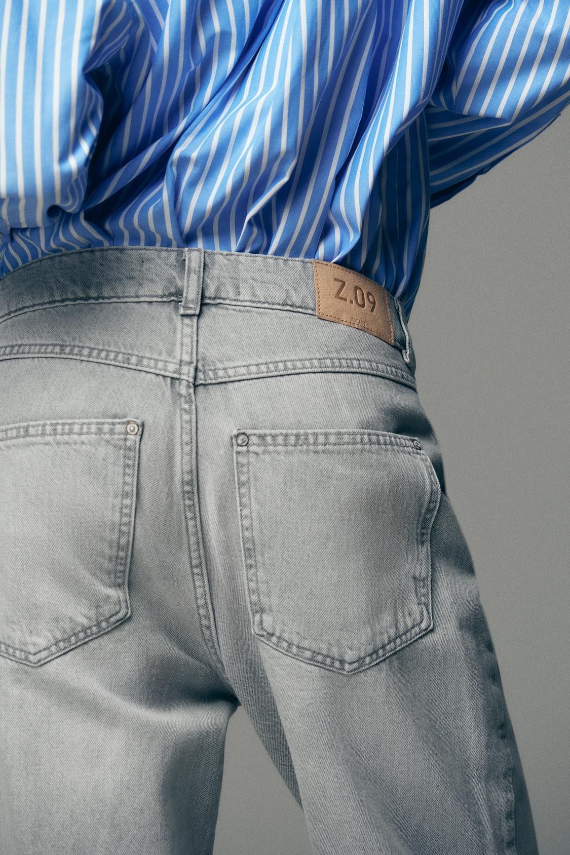 ZR Z09 Çapraz Bel Straight Fit Jean - Gri
