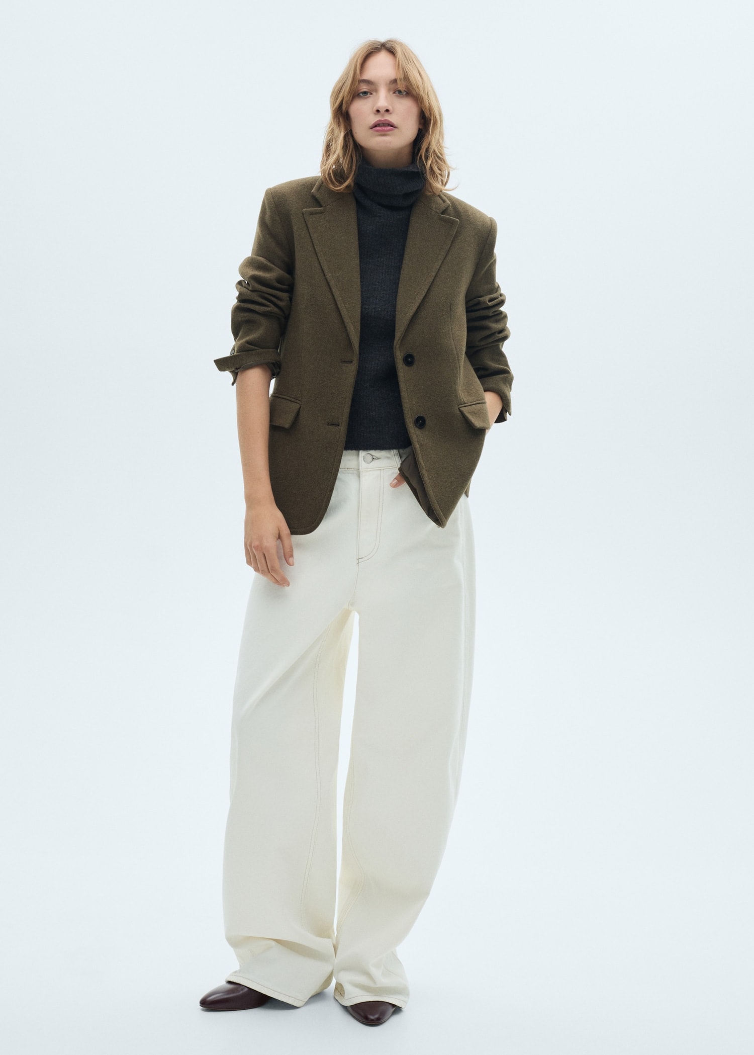 MNG Ekru Wide Leg Jean