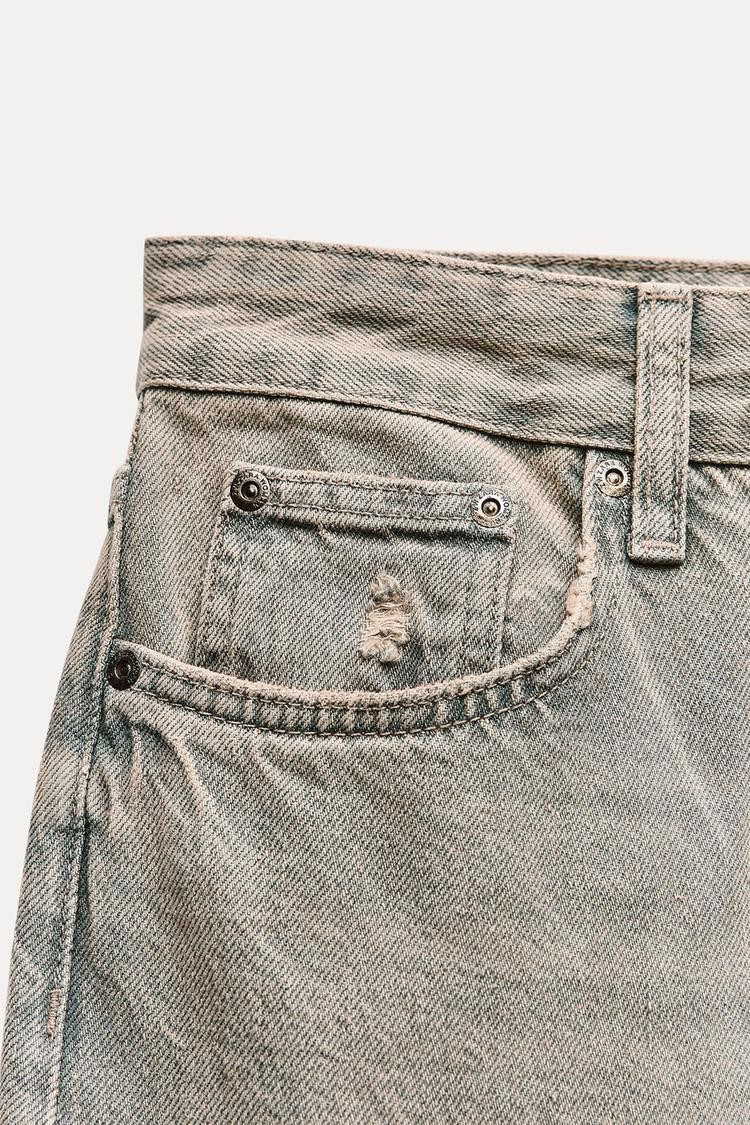 ZR Sand Eskitme Wide Leg Jean