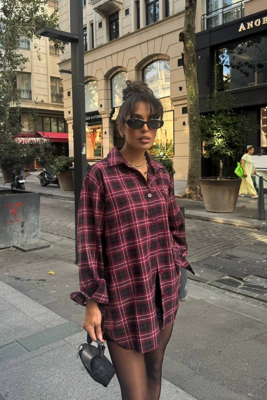 Ekose Oversize Gömlek