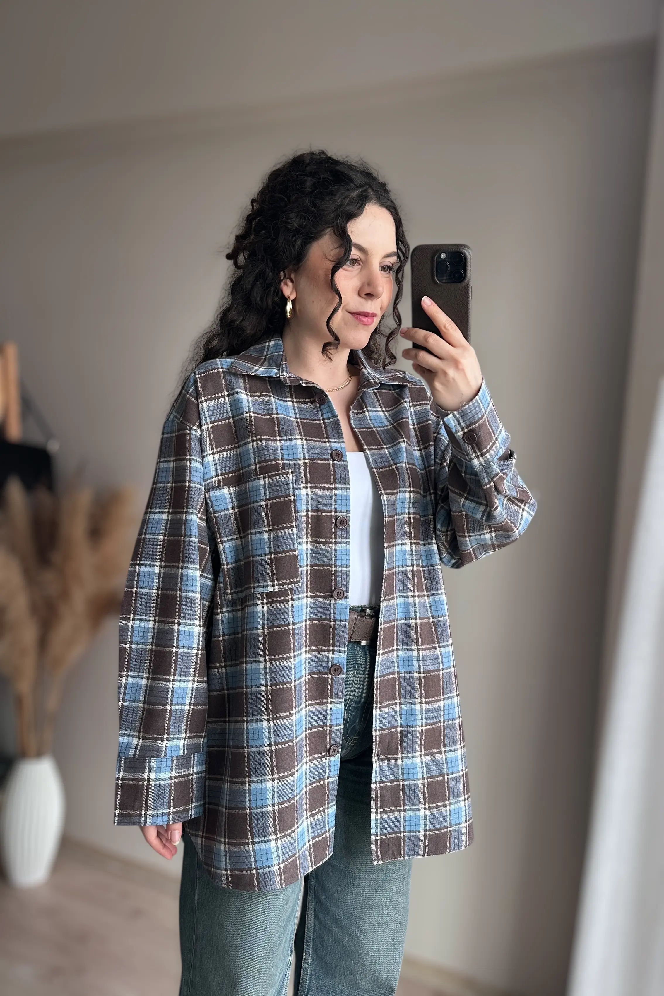 Ekose Oversize Gömlek