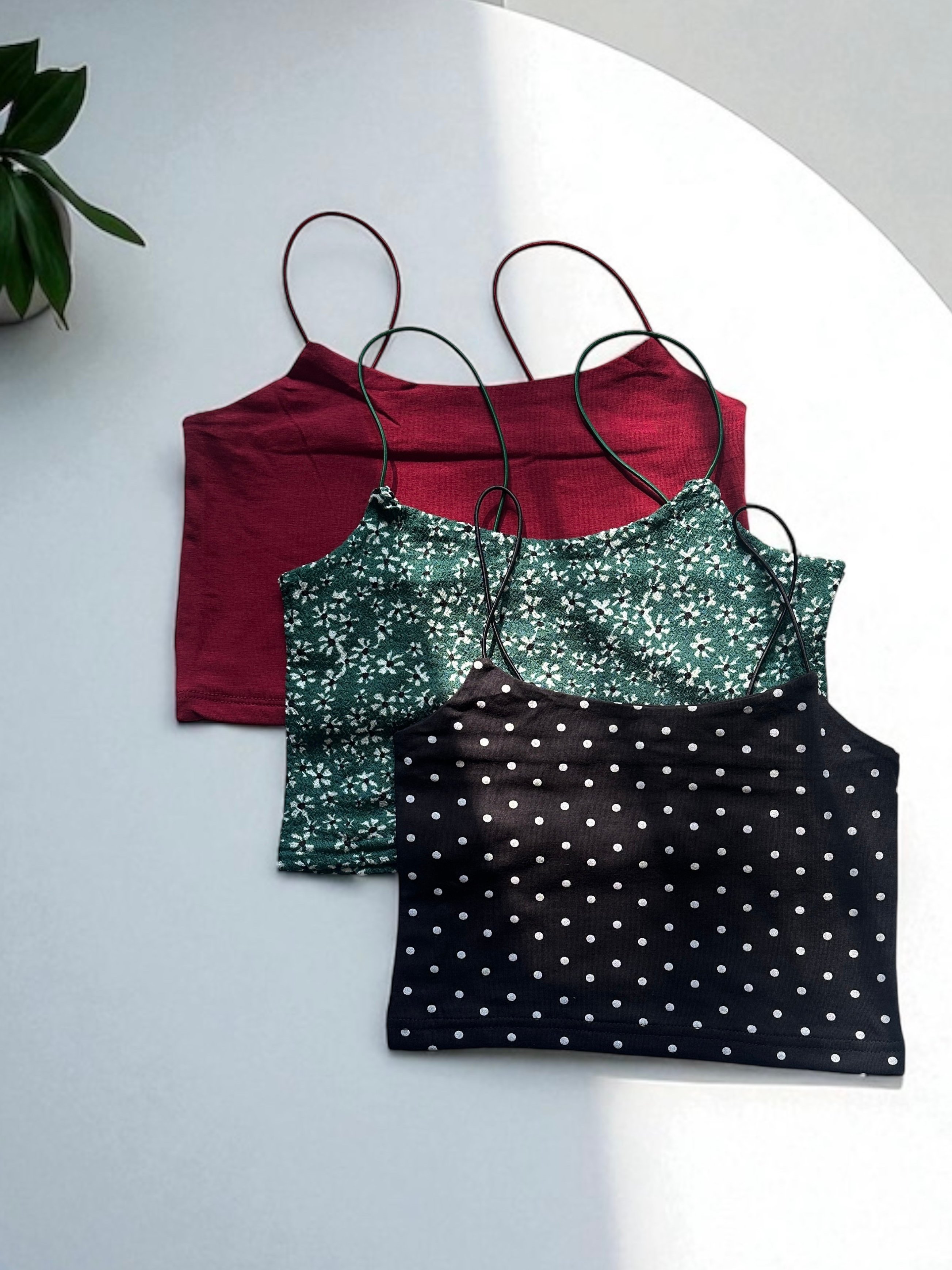 İp Askılı Crop - Bordo
