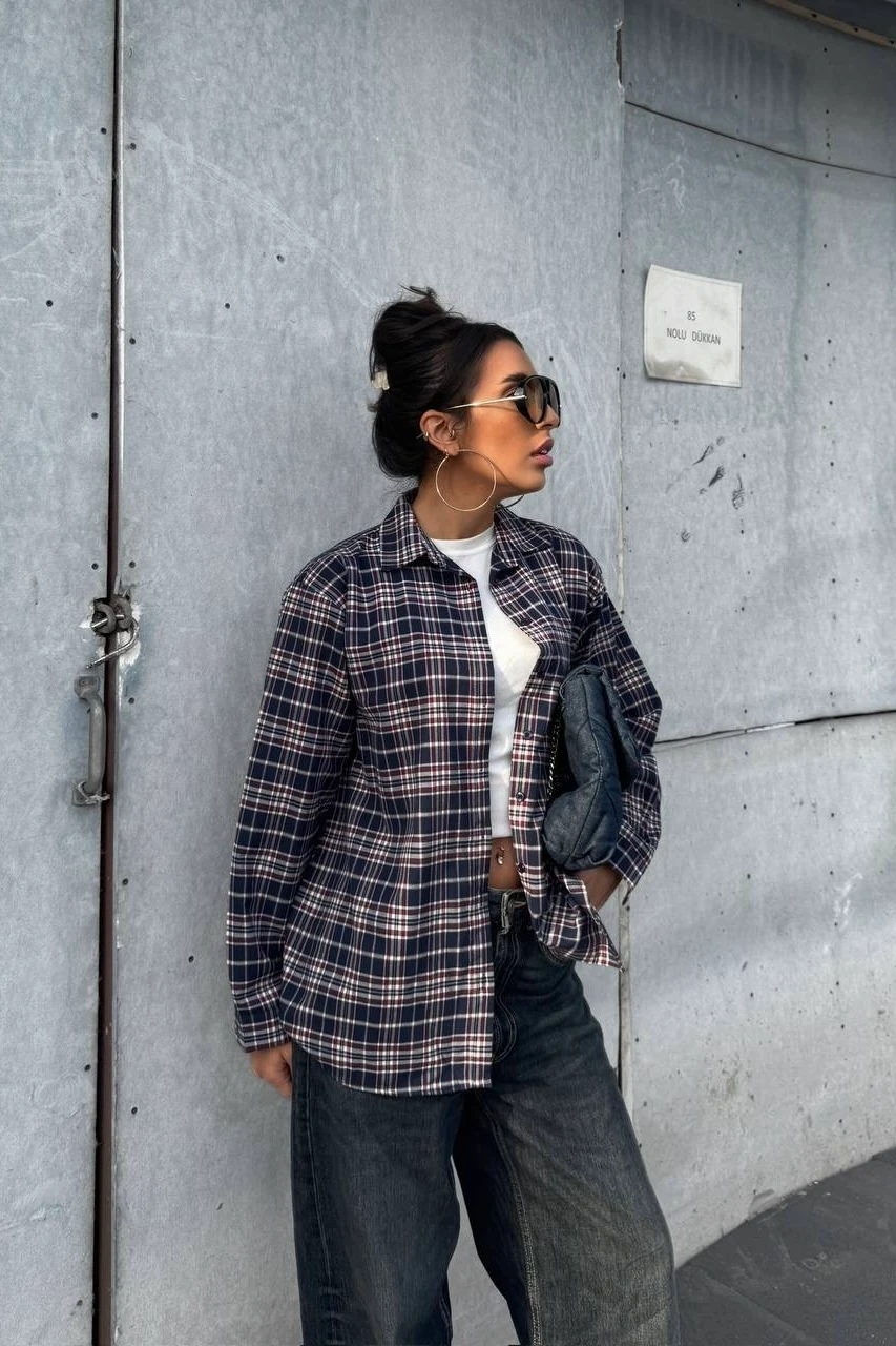 Ekose Gömlek - Lacivert