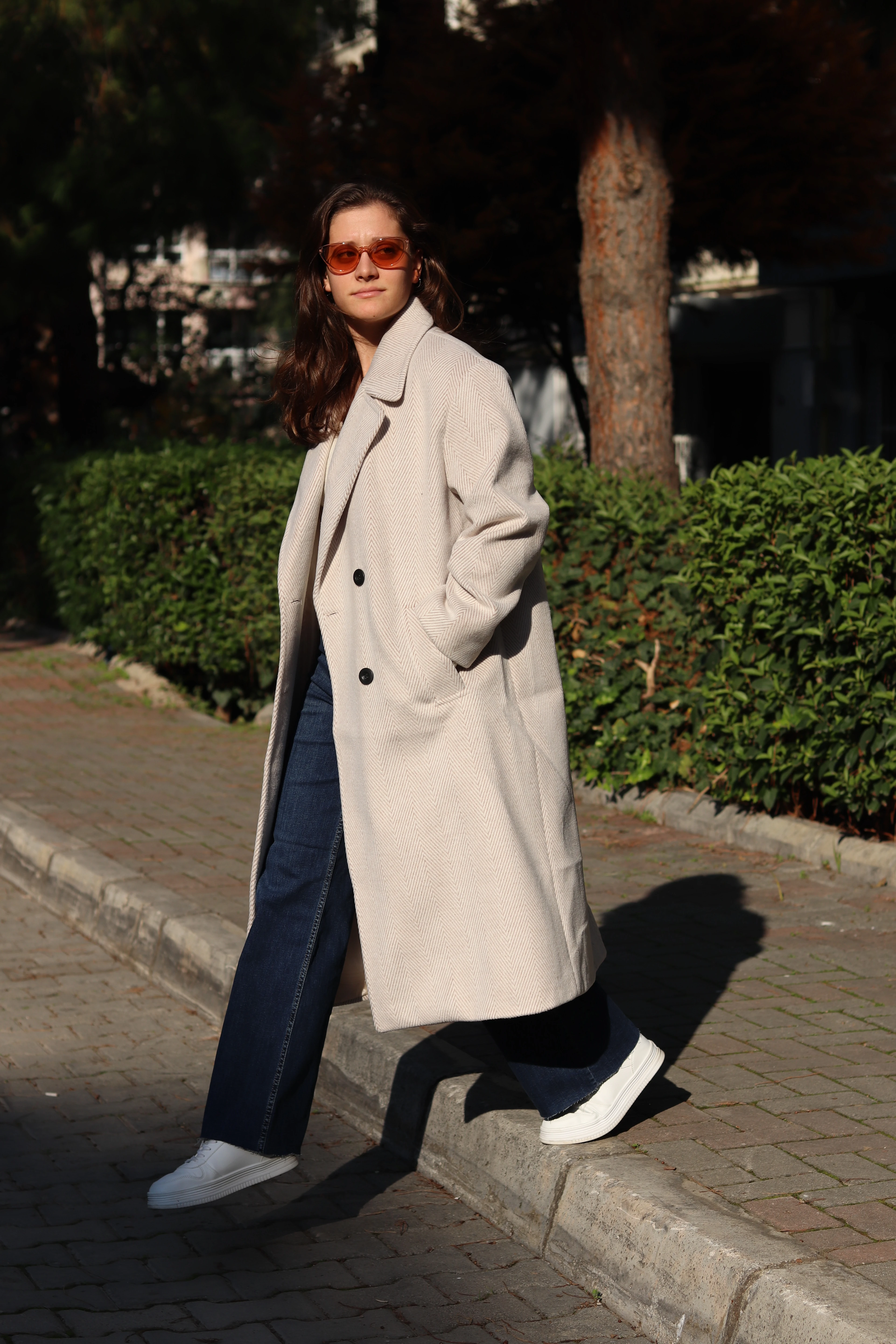 MD Yün Karışımlı Uzun Kaban - Bej