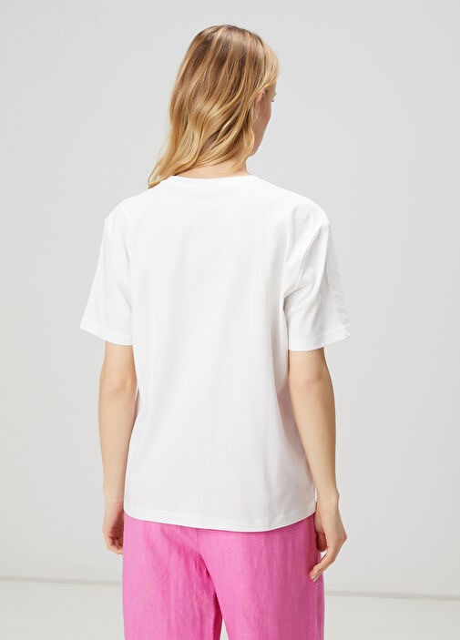 Kuş Baskılı %100 Pamuk Tshirt - Pembe