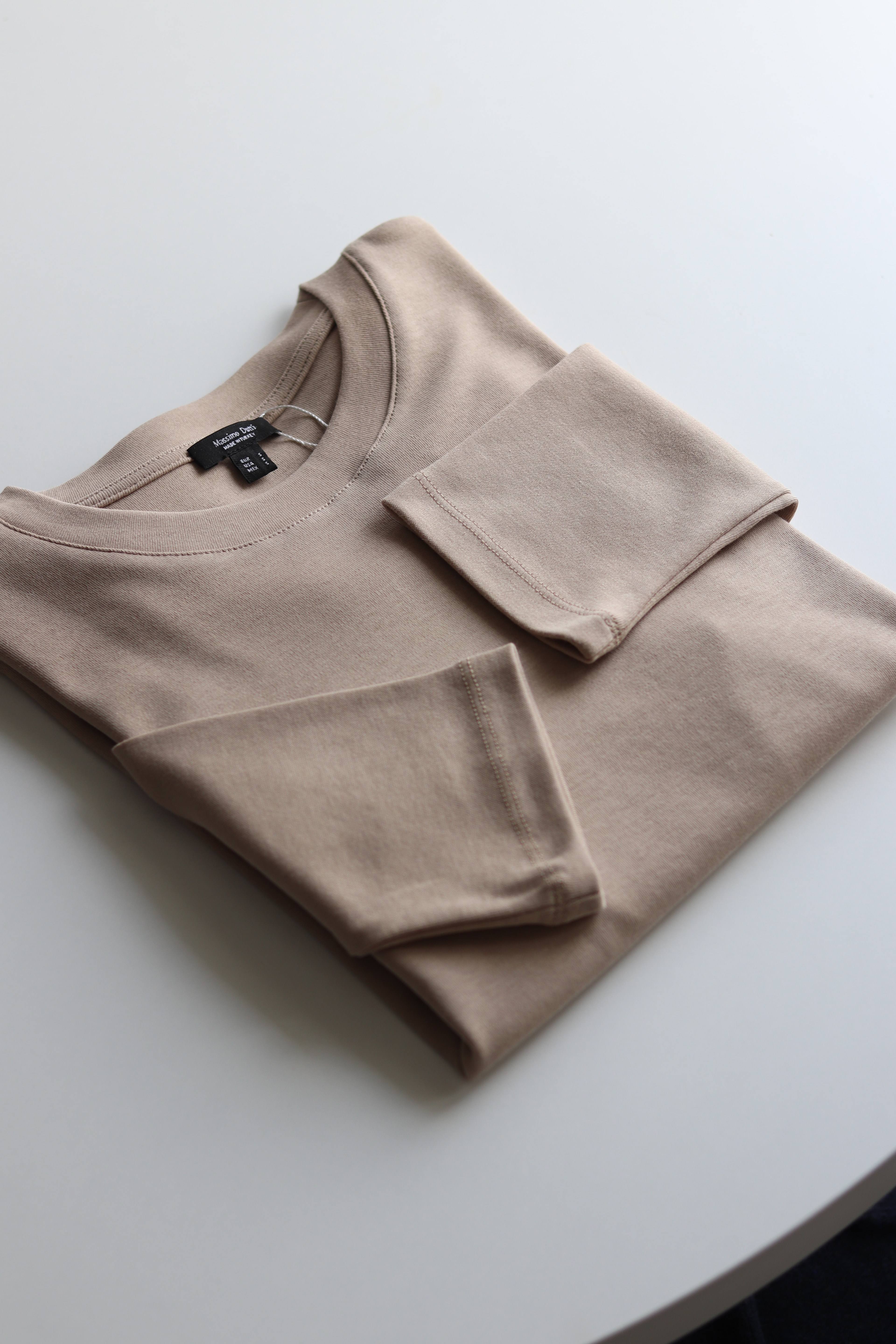 MD Uzun Kollu Basic Tshirt - %100 Pamuk - Bej