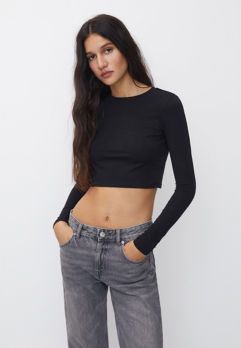 PB Siyah Uzun Kollu Crop