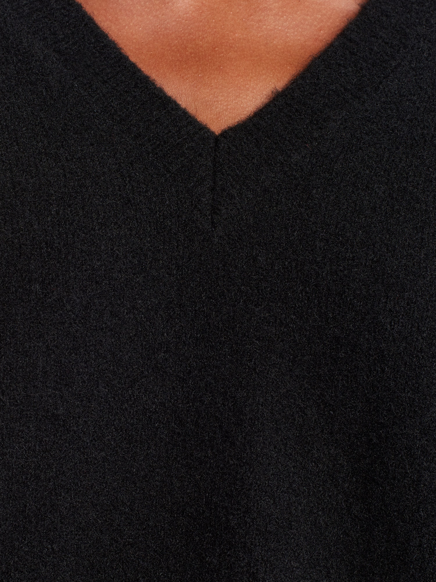 Mona V Yaka Yumuşak Dokulu Triko Kazak - Siyah