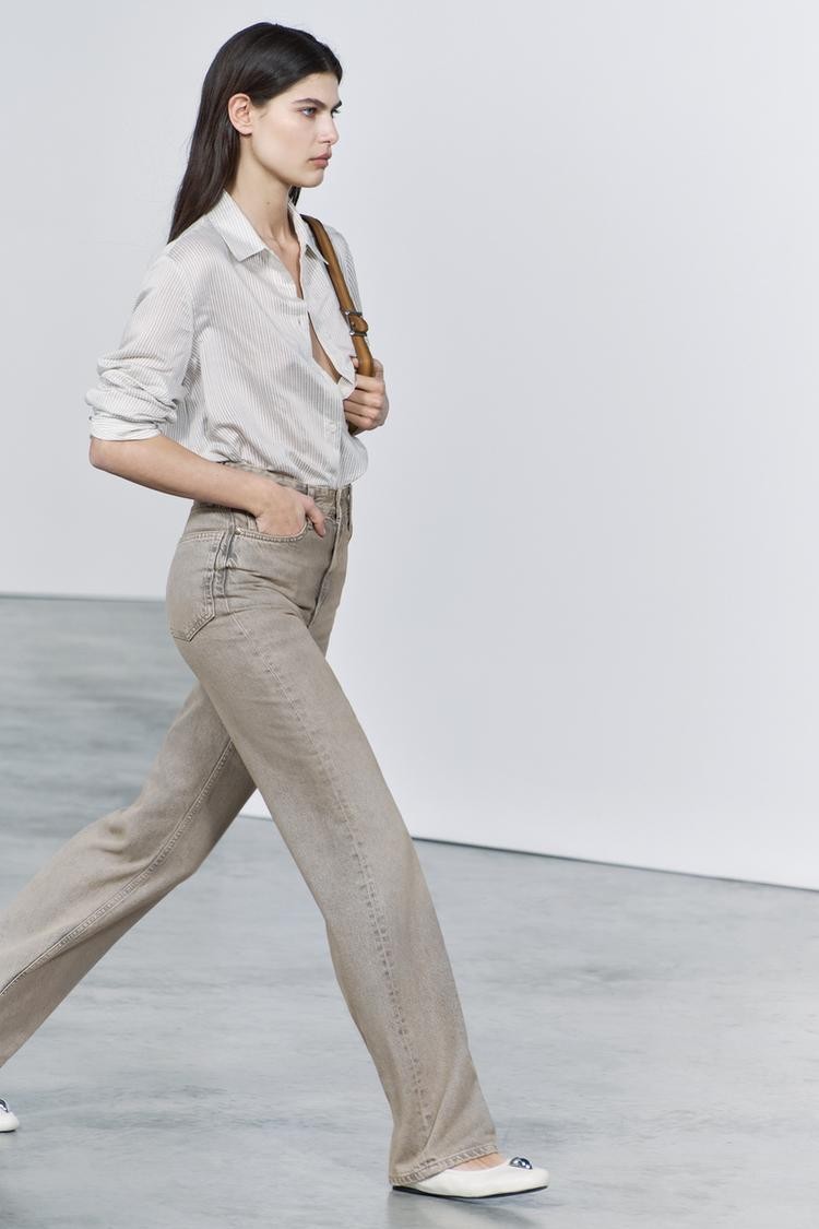 ZR Sand Eskitme Wide Leg Jean