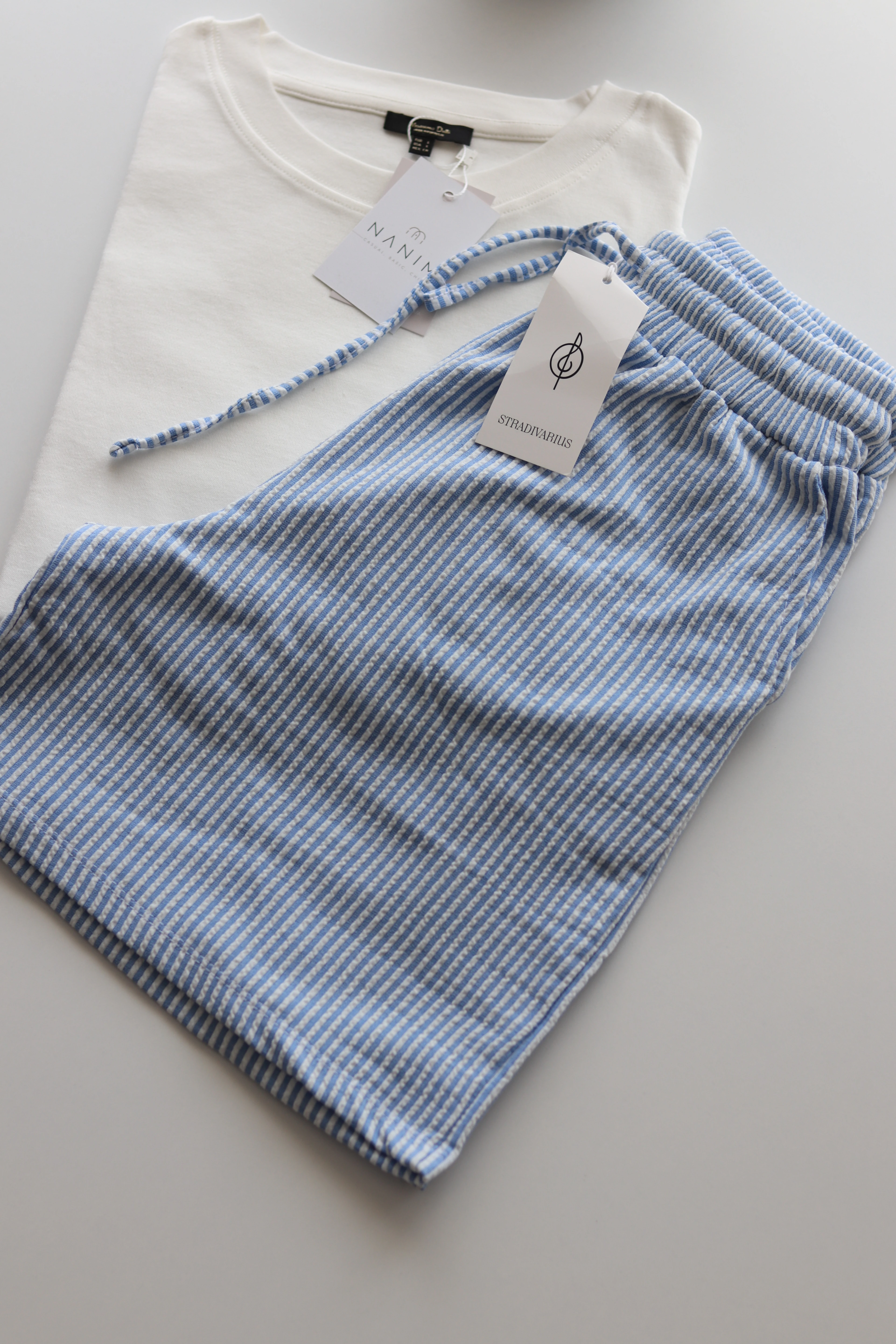 STR Çizgili Şort - Mavi