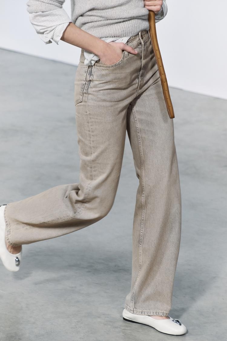 ZR Sand Eskitme Wide Leg Jean