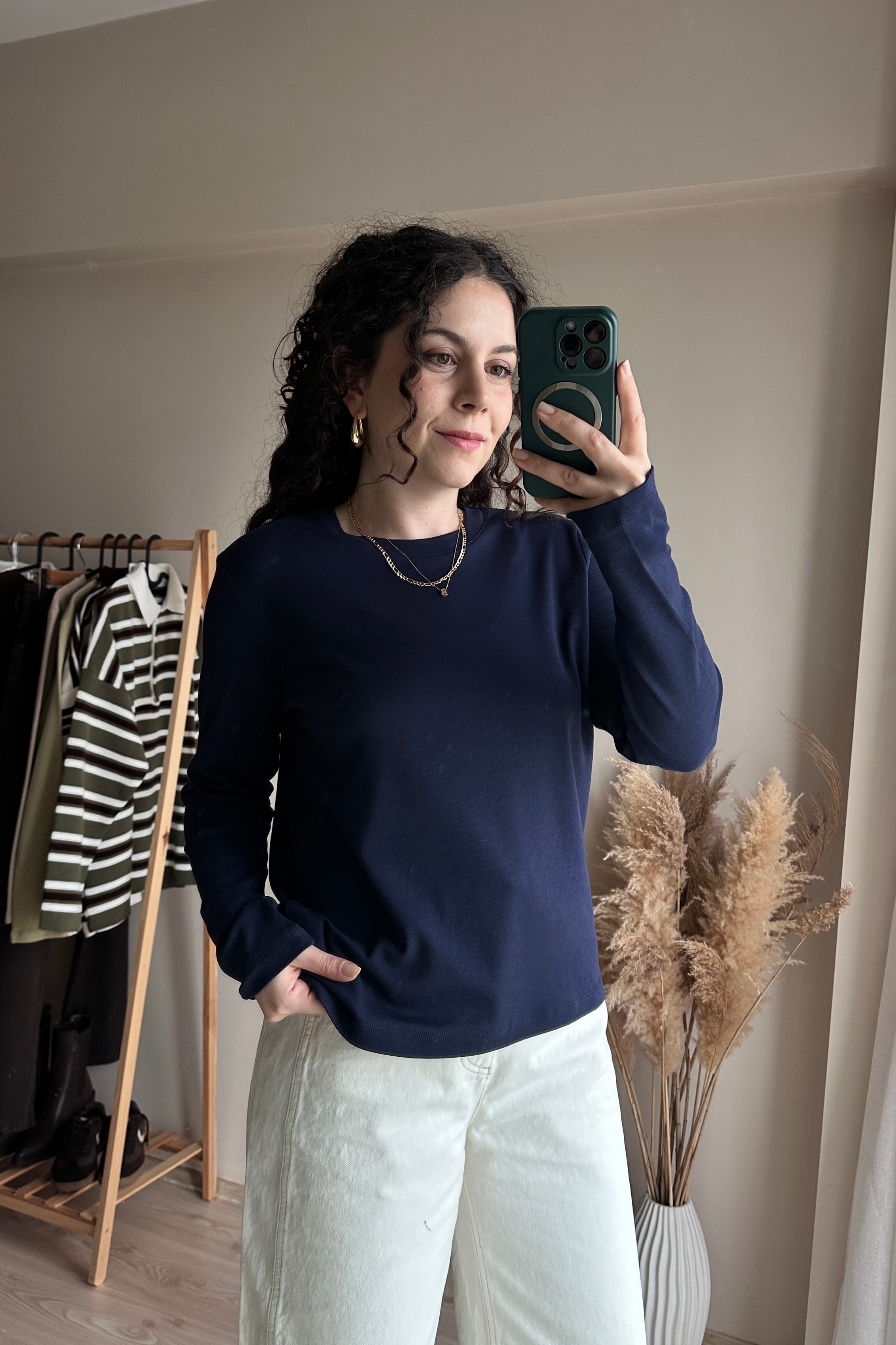 MD Uzun Kollu Basic Tshirt - %100 Pamuk - Lacivert