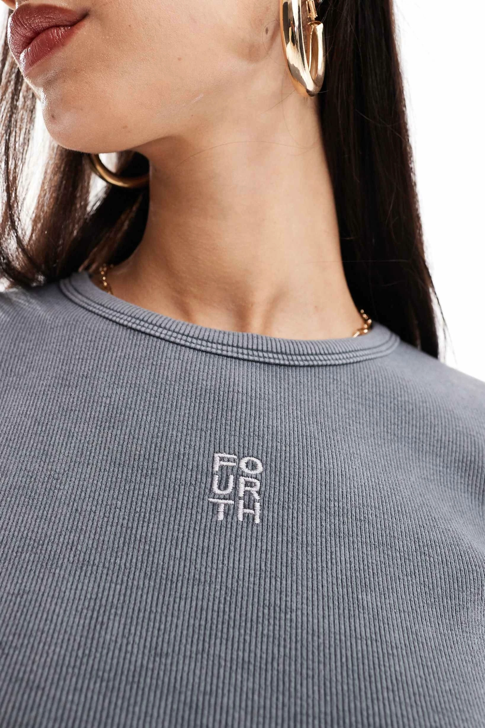 4th Nakış Detaylı Tshirt - Antrasit