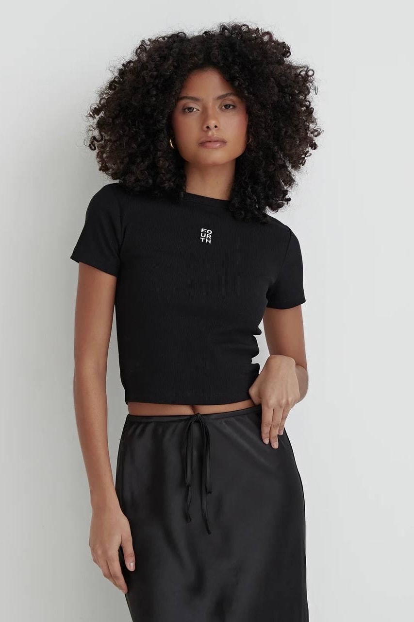 4th Nakış Detaylı Tshirt - Siyah