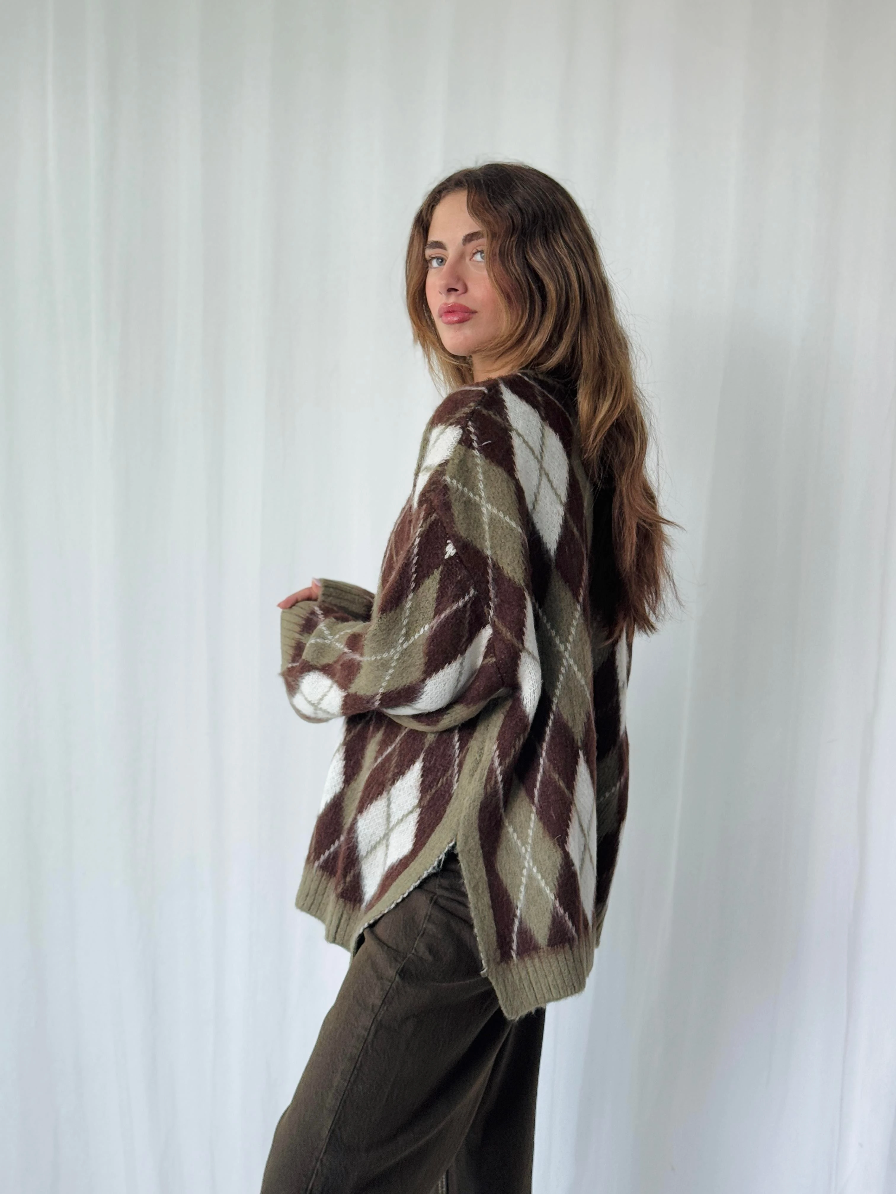 Baklava Desenli Triko Kazak