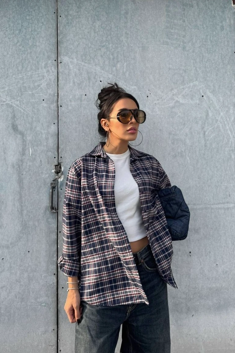 Ekose Gömlek - Lacivert