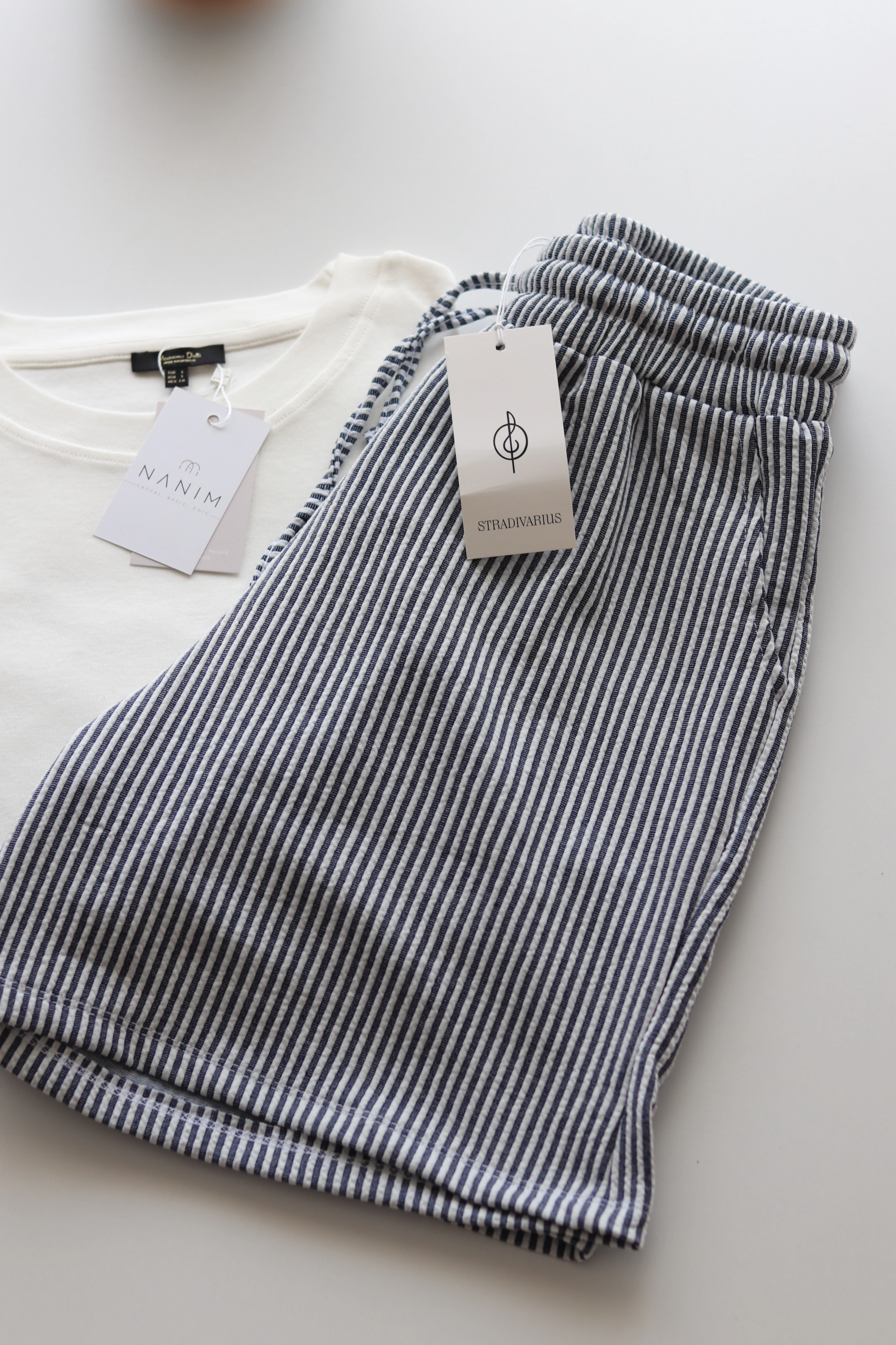 STR Çizgili Şort - Lacivert