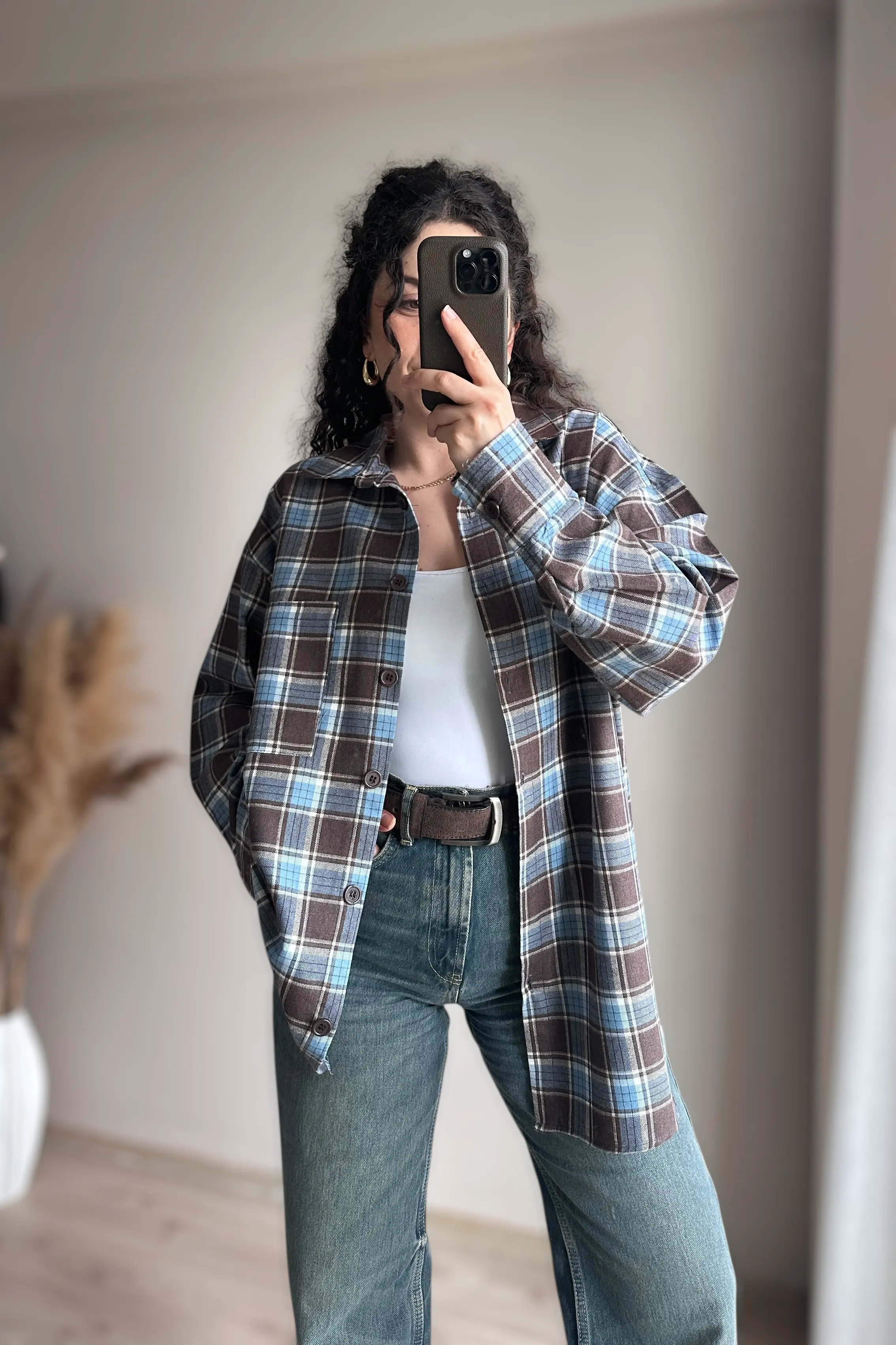 Ekose Oversize Gömlek