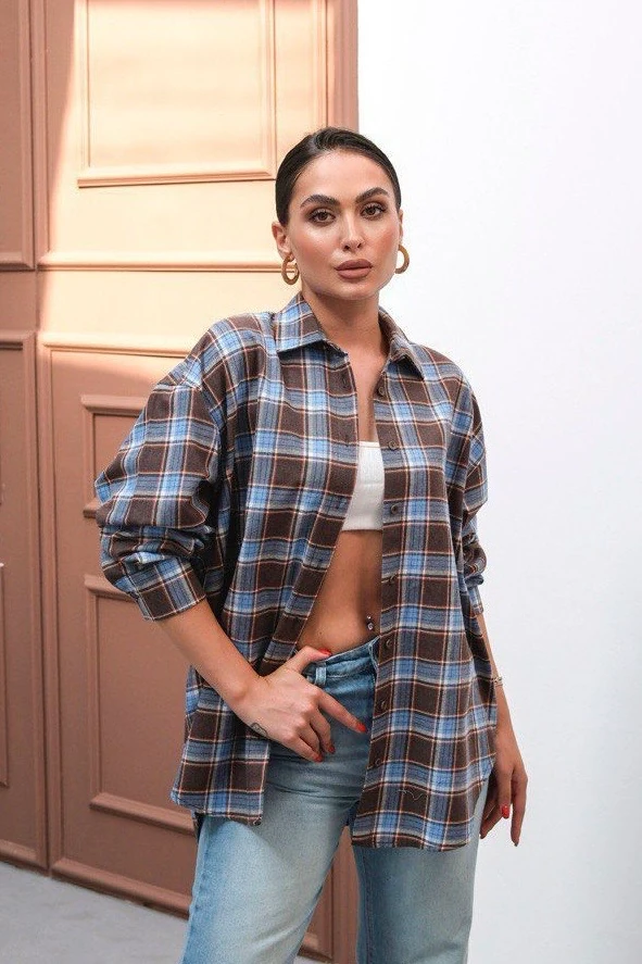 Ekose Oversize Gömlek