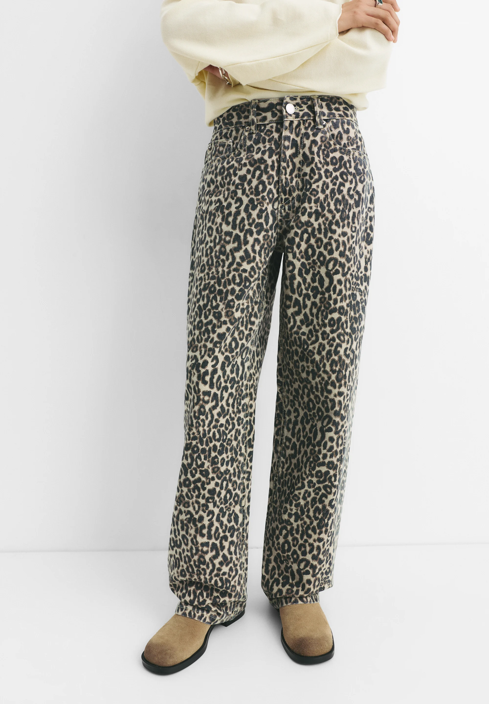 PB Leopar Desenli Straight Jean