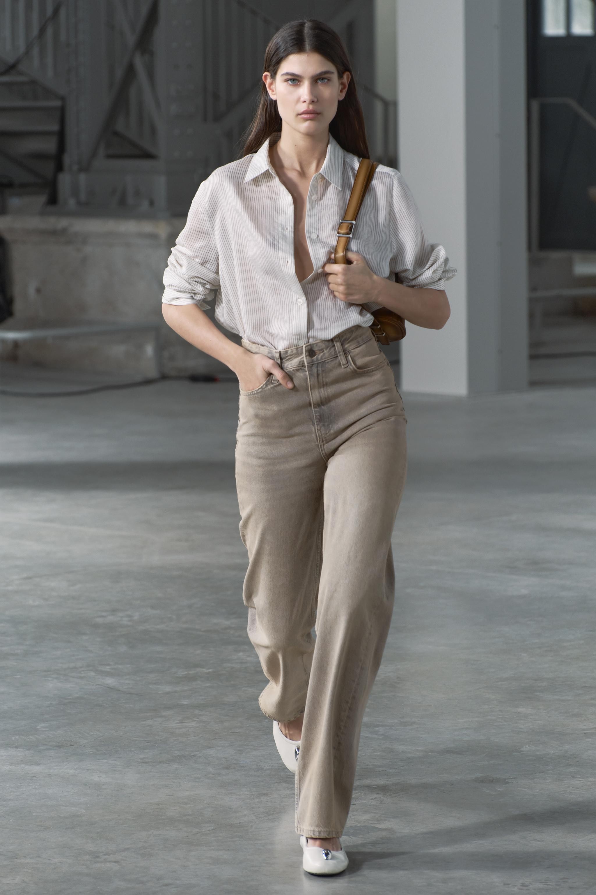 ZR Sand Eskitme Wide Leg Jean