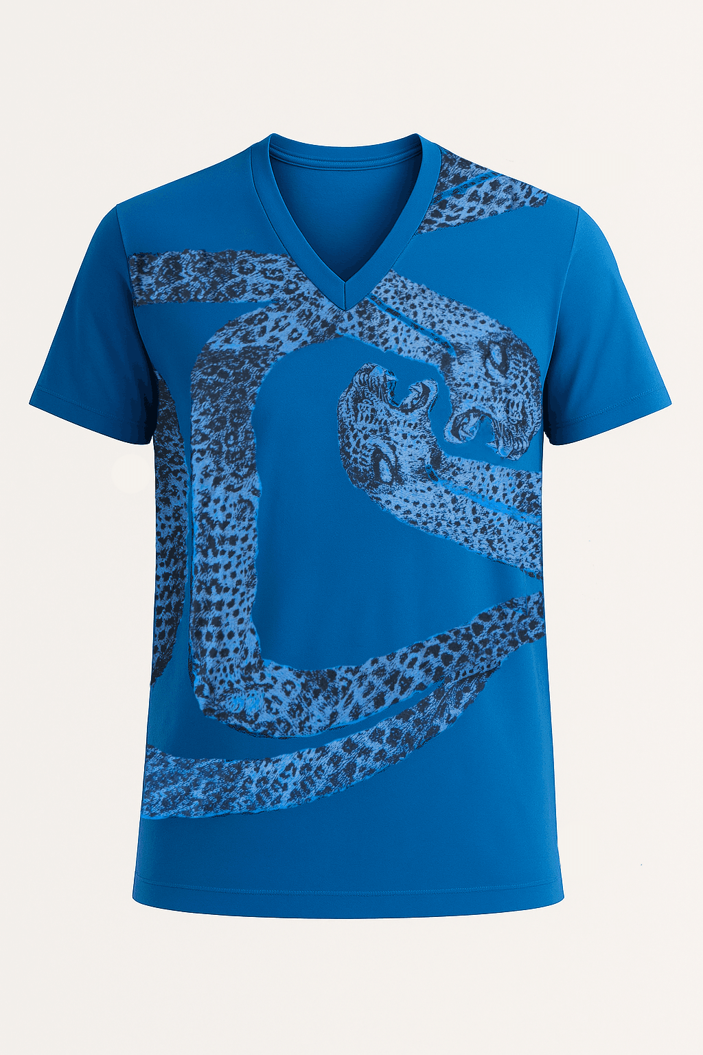 Leopar Desenli V-Yaka T-shirt