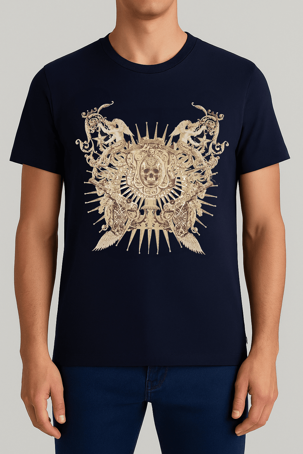 Lacivert Gotik Armalı Tişört