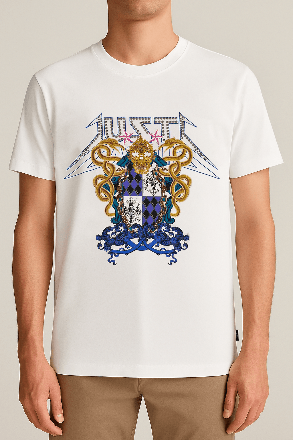JUSTE Armalı Beyaz Tişört