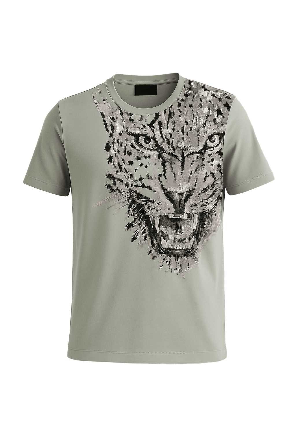 haki leopar baskılı tişört