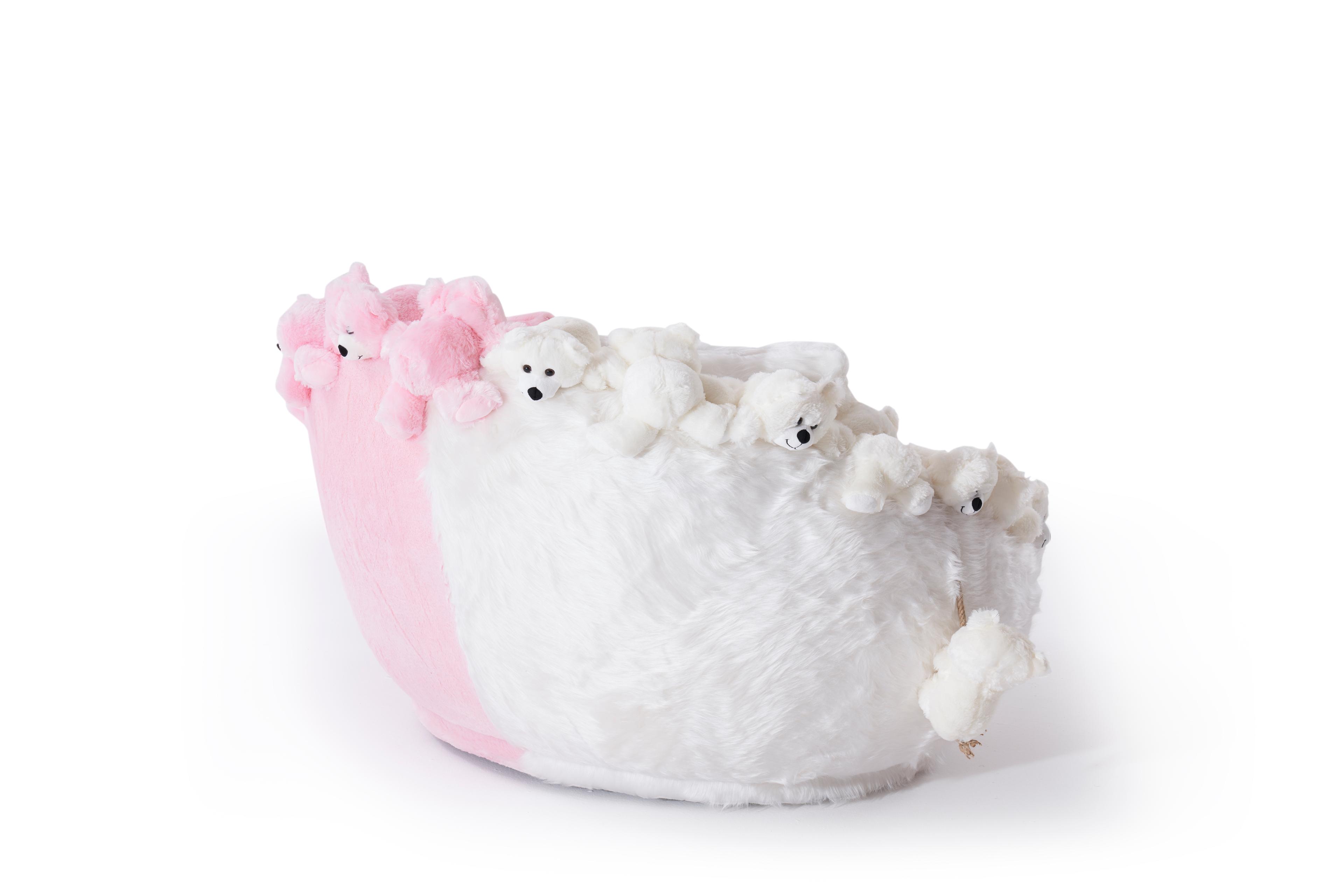 Teddy Bears Peluş Ayıcıklı Berjer Beyaz Pembe