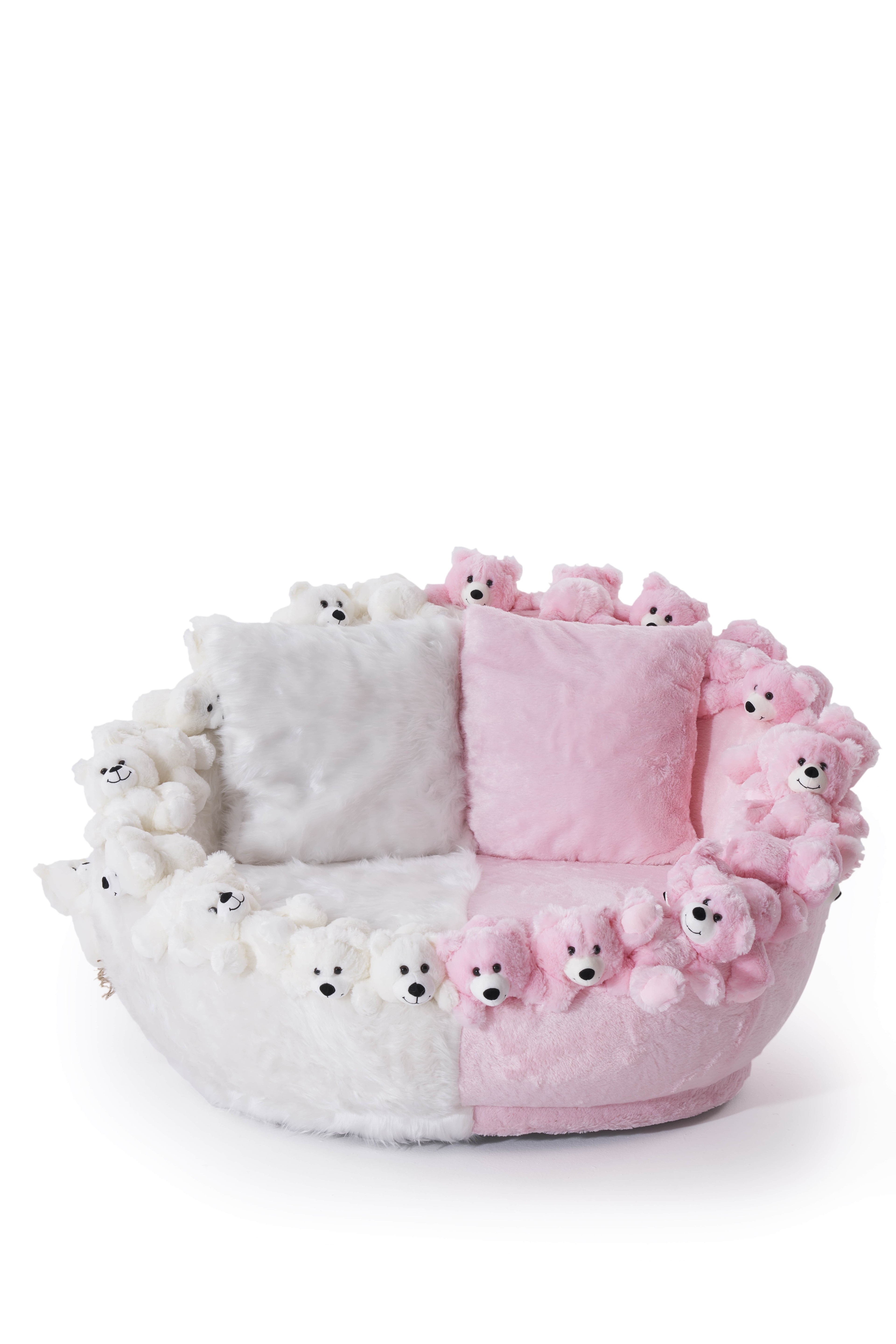 Teddy Bears Peluş Ayıcıklı Berjer Beyaz Pembe