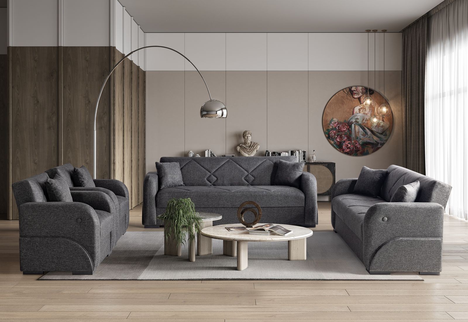 Mona Çekyatlı Koltuk Takımı 3+3+1+1