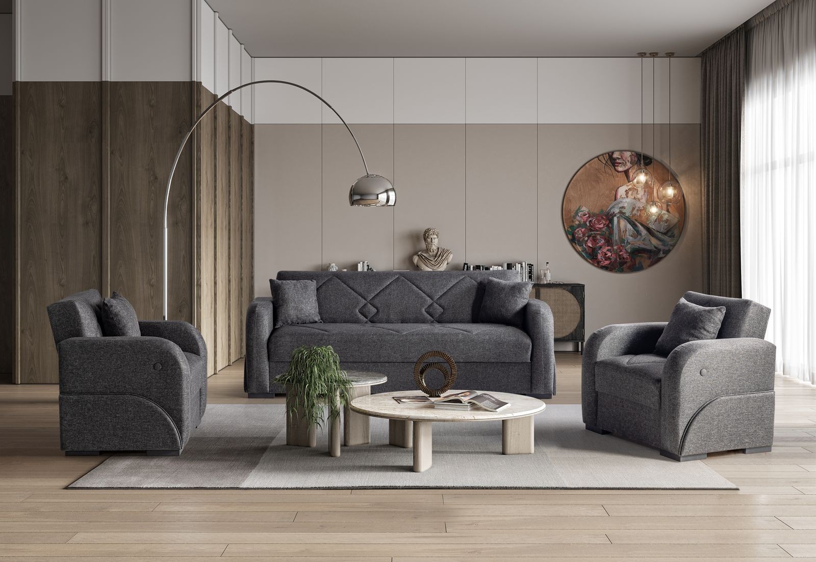Mona Çekyatlı Koltuk Takımı 3+3+1+1