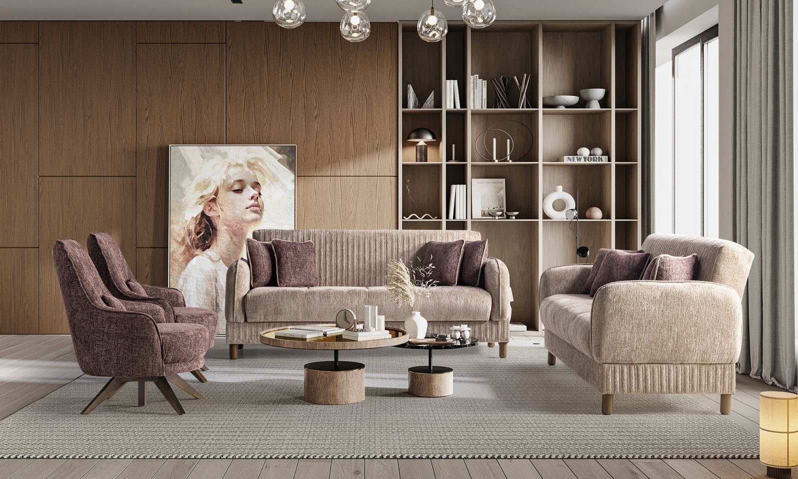 Natura Çekyatlı Koltuk Takımı 3+3+1+1