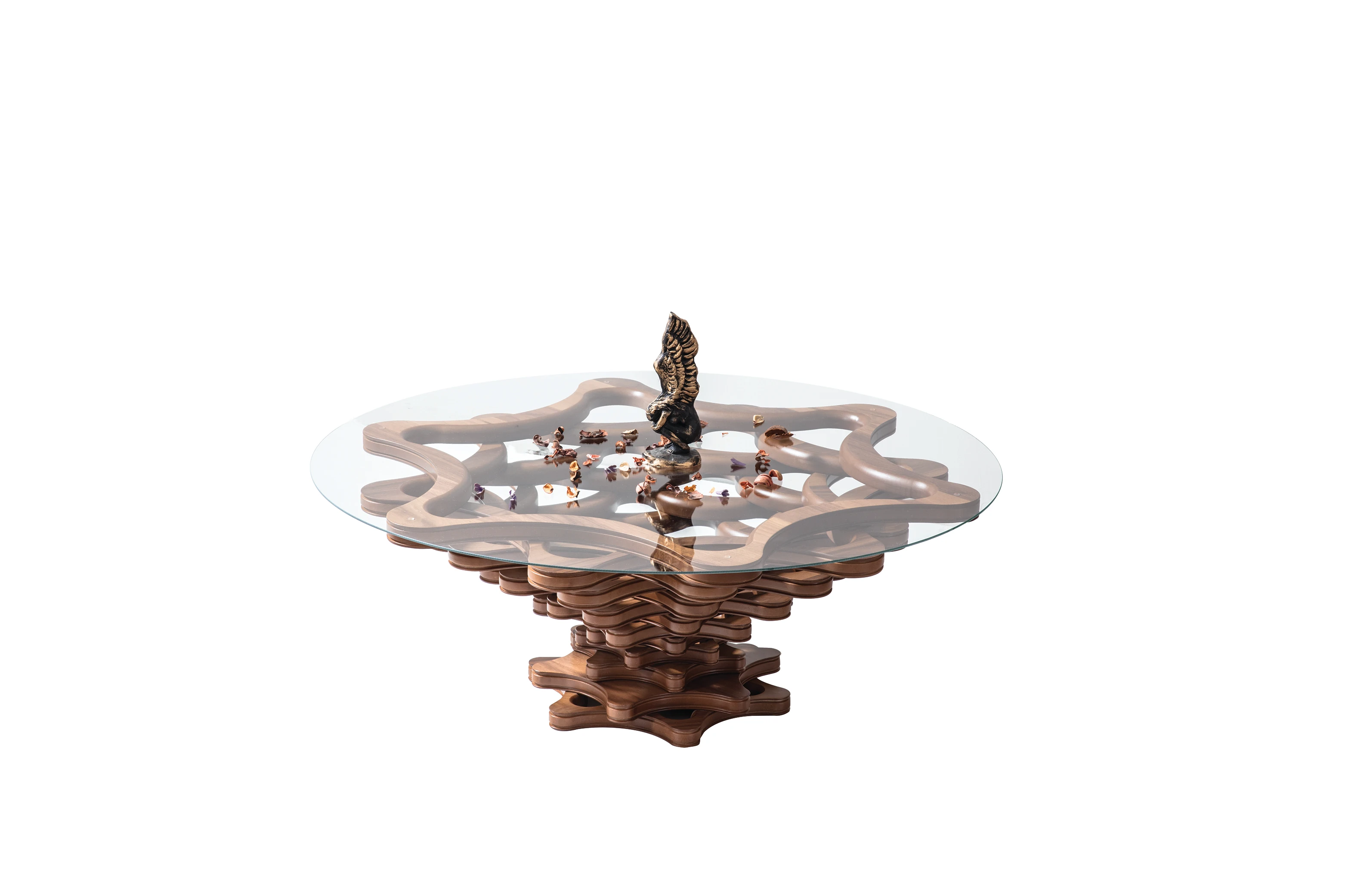 Orta Sehpa Doğal Ahşap Gövde Cam Tabla 101