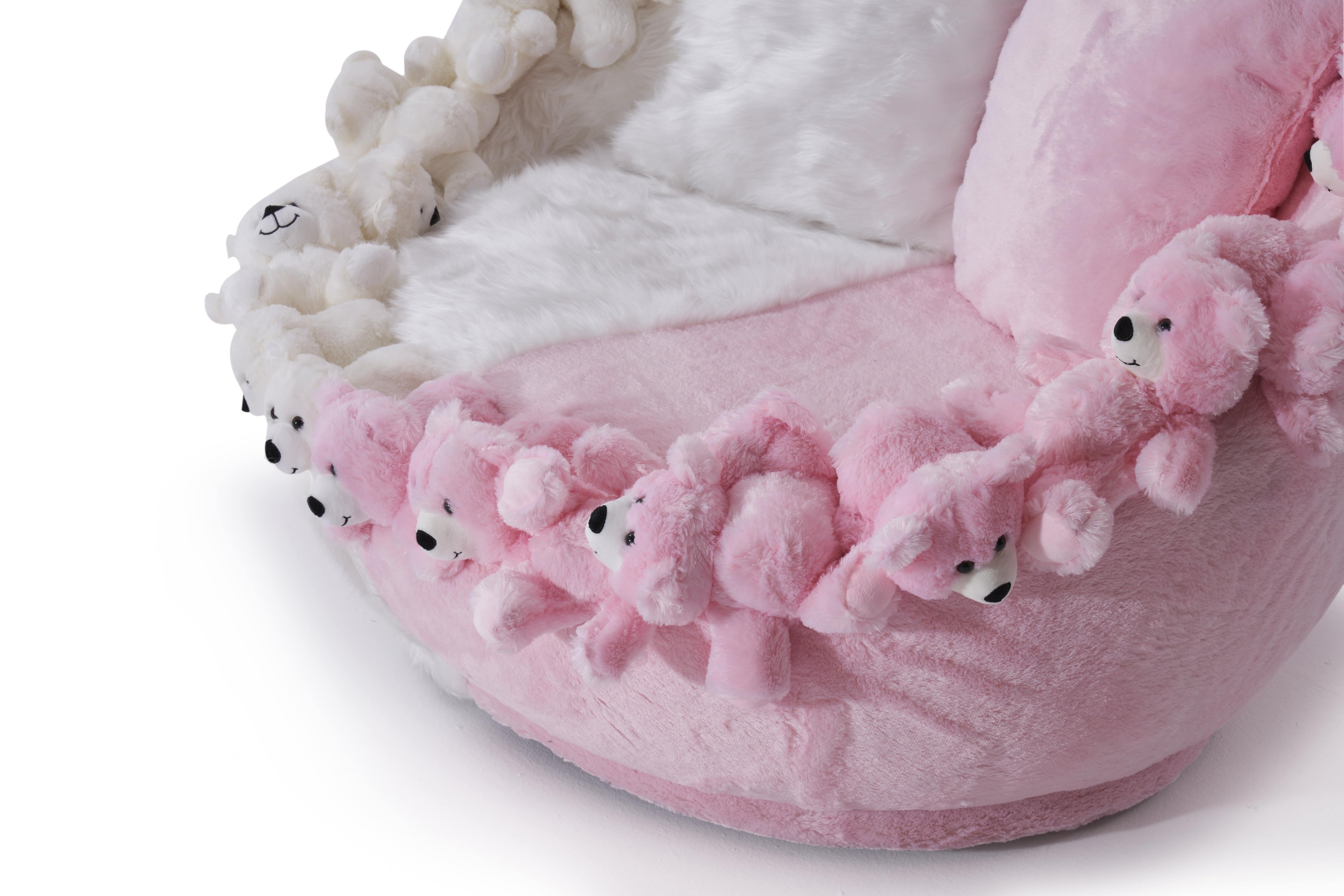 Teddy Bears Peluş Ayıcıklı Berjer Beyaz Pembe