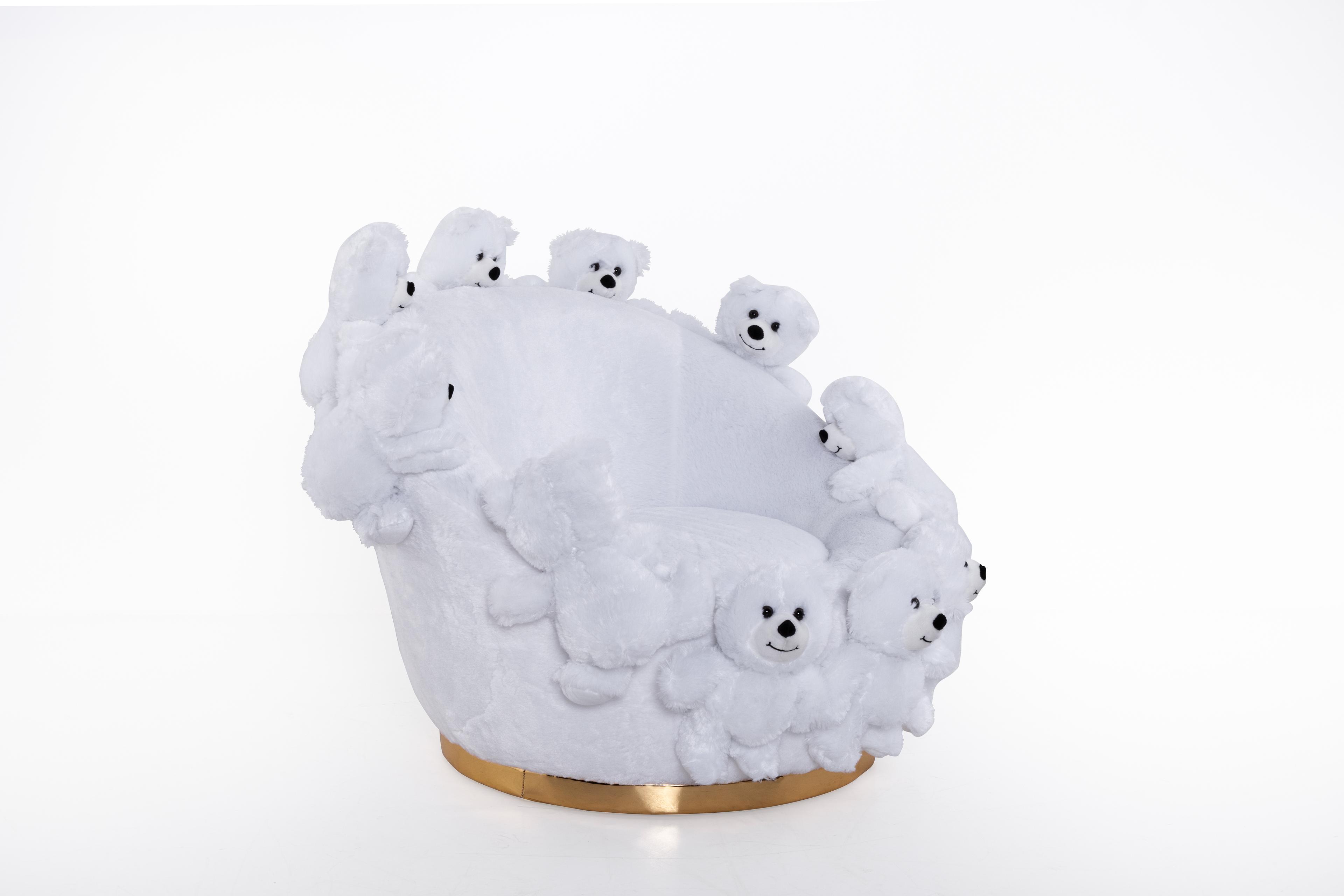 Teddy Bears Peluş Ayıcıklı Döner Berjer Beyaz